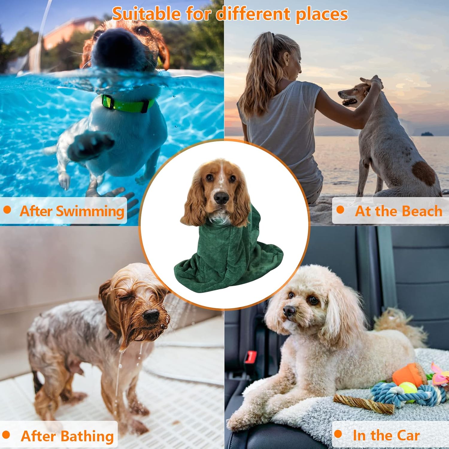 Detalle 2 de Morezi microfibre Dog Bathrobe Towel (Dry Fast) – red, XSmall