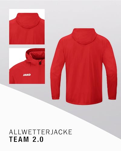 Detalle 2 de JAKO Unisex Allwetterjacke Team 2.0 – Rot, Größe L