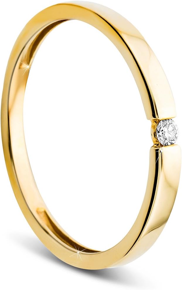 Detalle de Orov: Anello di fidanzamento da donna in oro 9K (375) con diamante solitario 0,03 ct