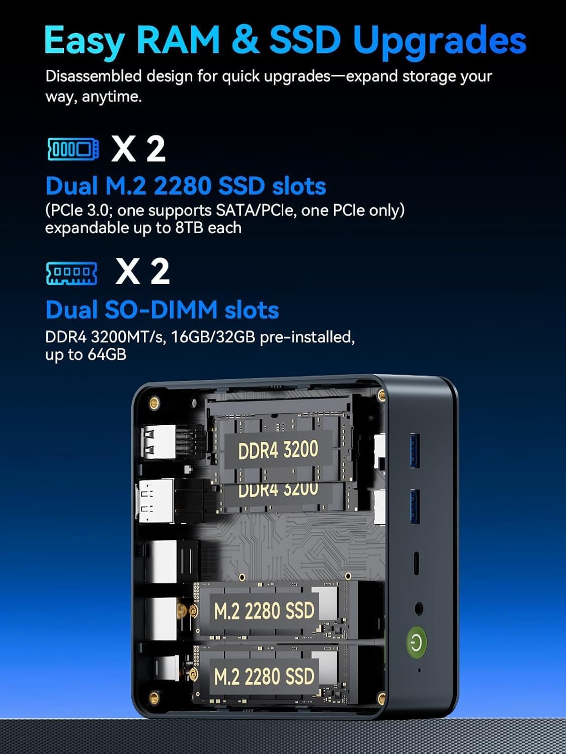 Thumbnail 3 de GMKtec Nucbox M5 Ultra Gaming Mini PC with Ryzen 7 7730U, 32GB DDR4, 1TB NVMe, WiFi 6E, Triple 4K