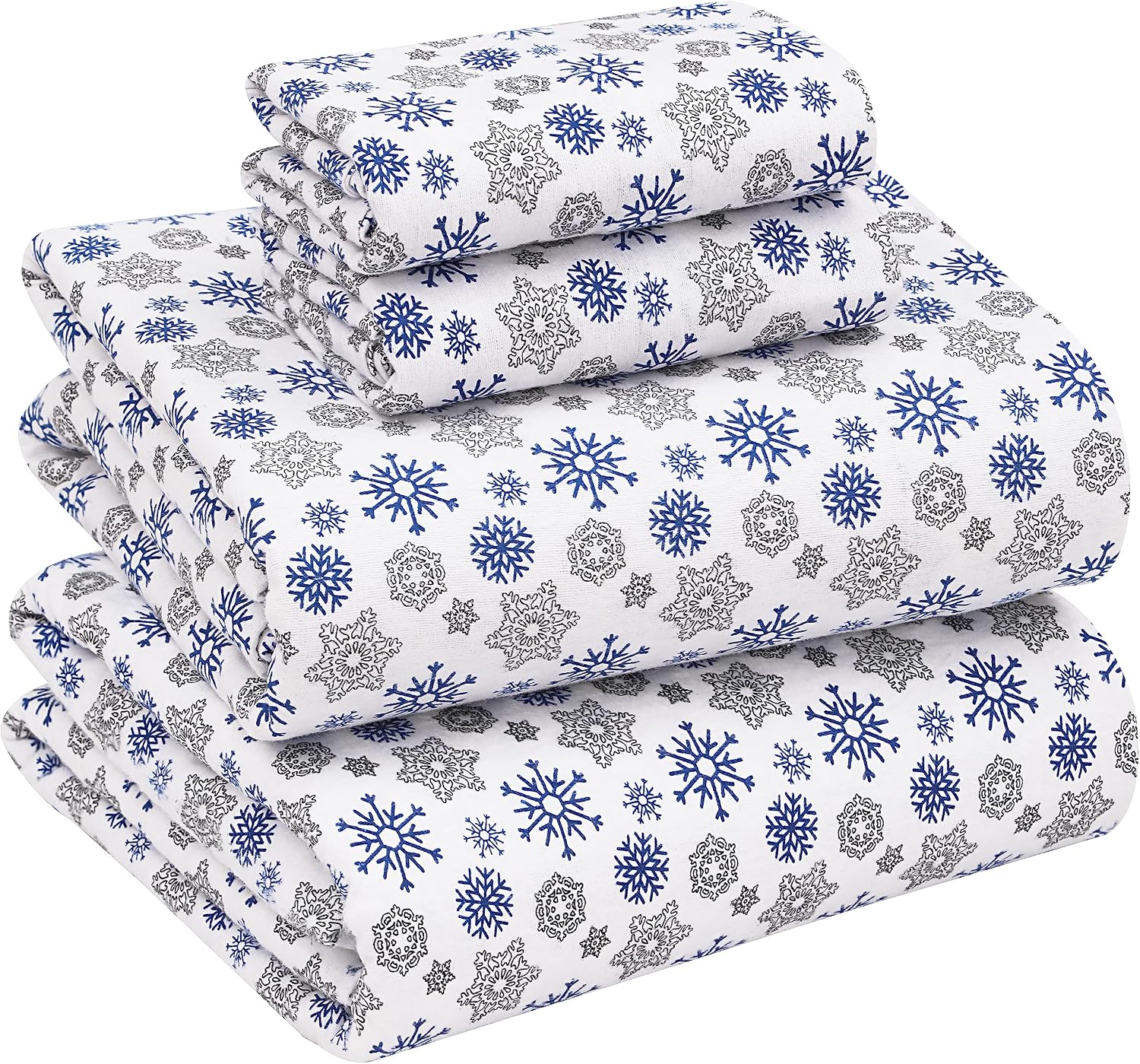 Detalle de RUVANTI 6T-613L-DYLH Full Flannel Sheet Set, 100% Cotton, Snow Flake Grey