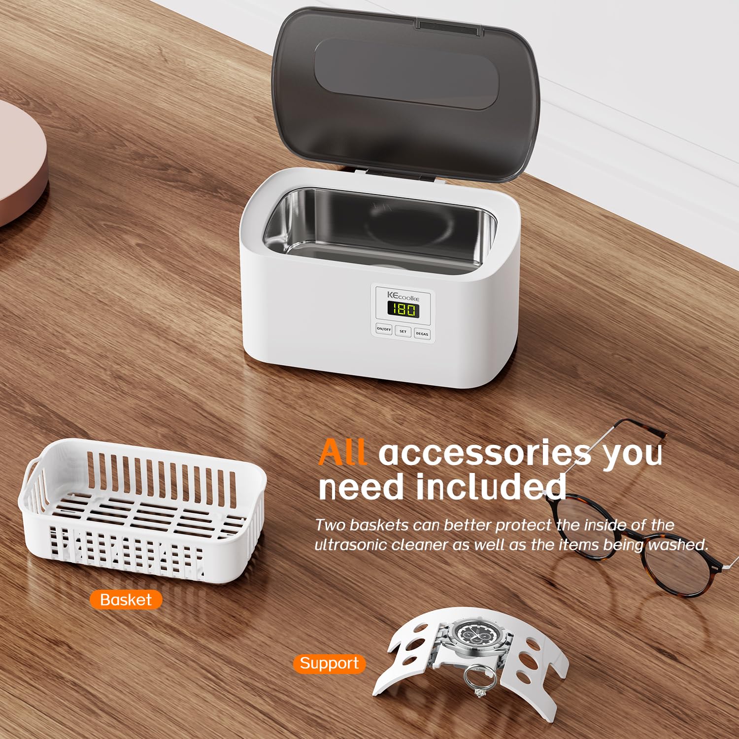 Thumbnail 1 de KECOOLKE Ultrasonic Cleaner 600ml – for Jewellery, Glasses and More