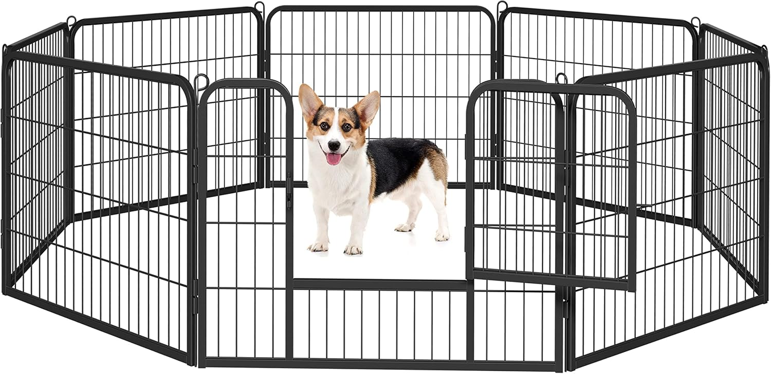 Detalle 2 de Yaheetech Recinto per Cani Grande 8 Pannelli 80 x 100 cm – Recinzione pieghevole in ferro, per interni ed esterni