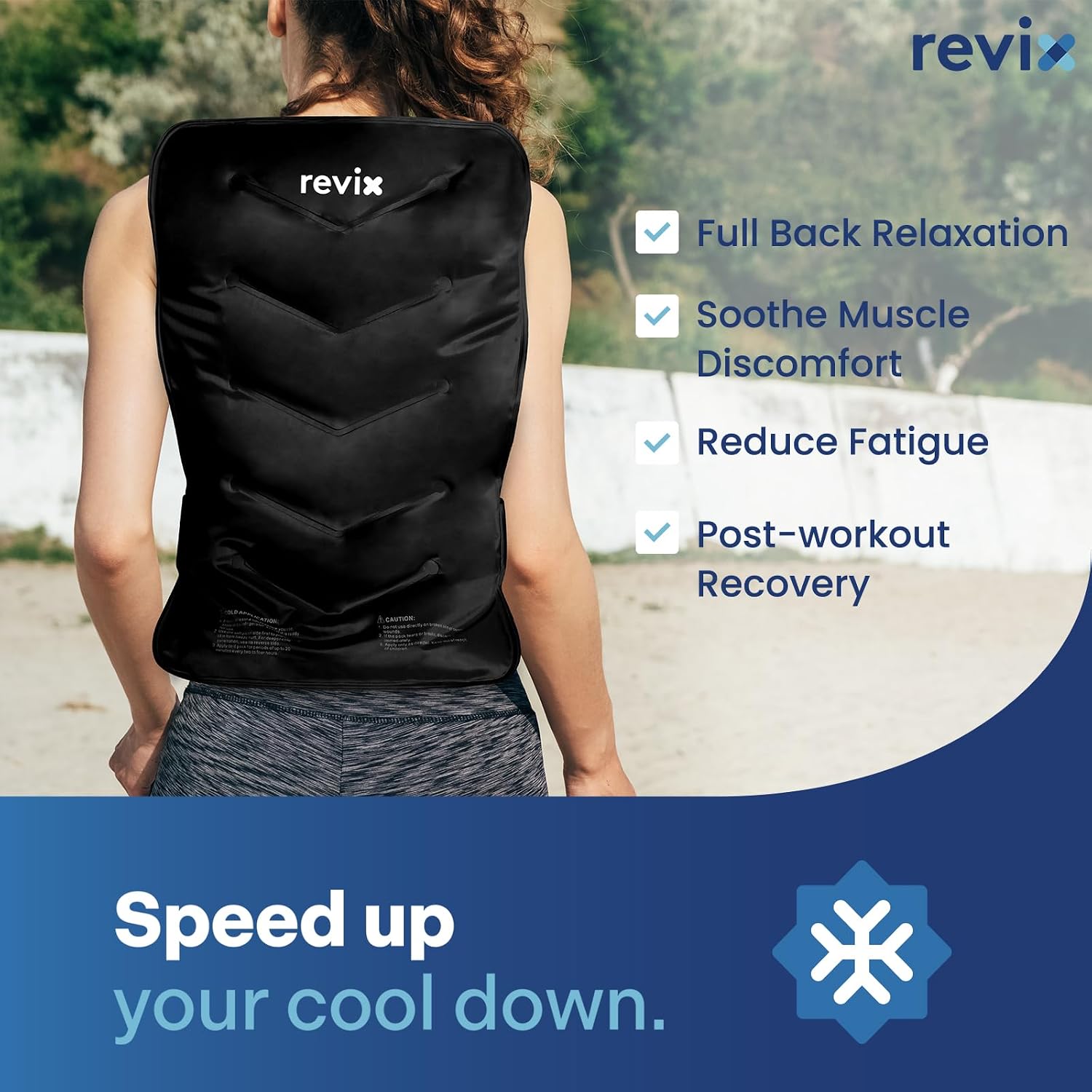 Thumbnail 2 de REVIX REX119-BLK Extra Large Gel Ice Pack Wrap, 13” x 21” Full-Back Coverage