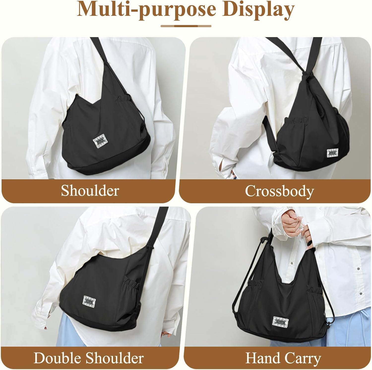 Detalle de Mabecol Borsa Donna Zaino 2 in 1 – tote da spalla trasformabile in zaino (Nero)
