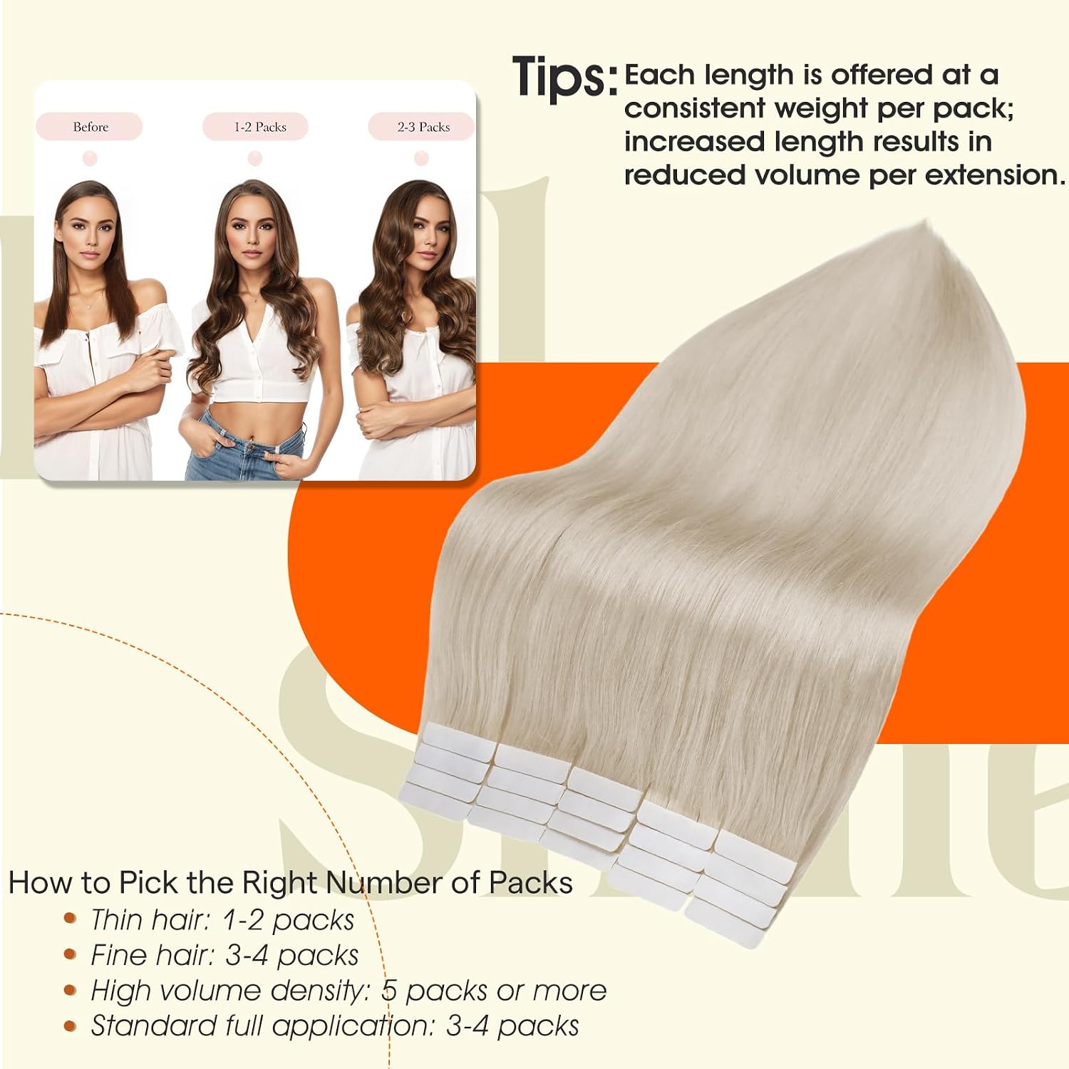 Detalle 2 de Full Shine Tape-In Hair Extensions 61 cm 50 g