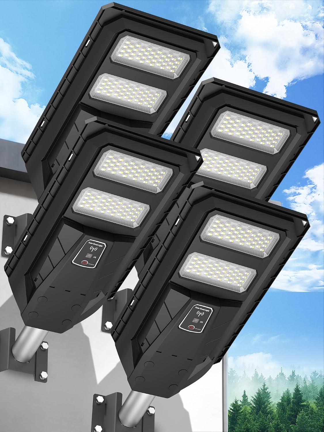 Detalle de Ofuray Lampione Solare LED Esterno 4 pezzi: illuminazione a energia solare per giardino, cortile e garage