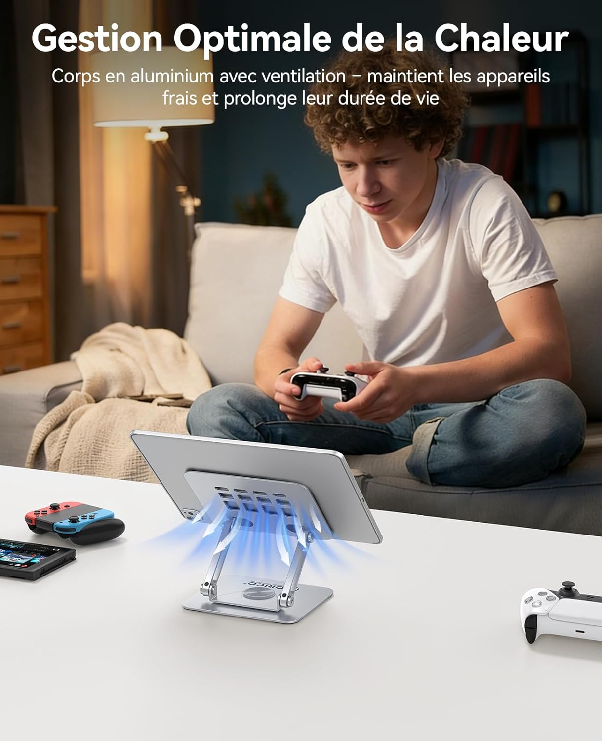 Thumbnail 2 de ORICO Support tablette à rotation 360° FB2 (jusqu’à 13") – support de bureau portable pliable pour iPad et Kindles, argent
