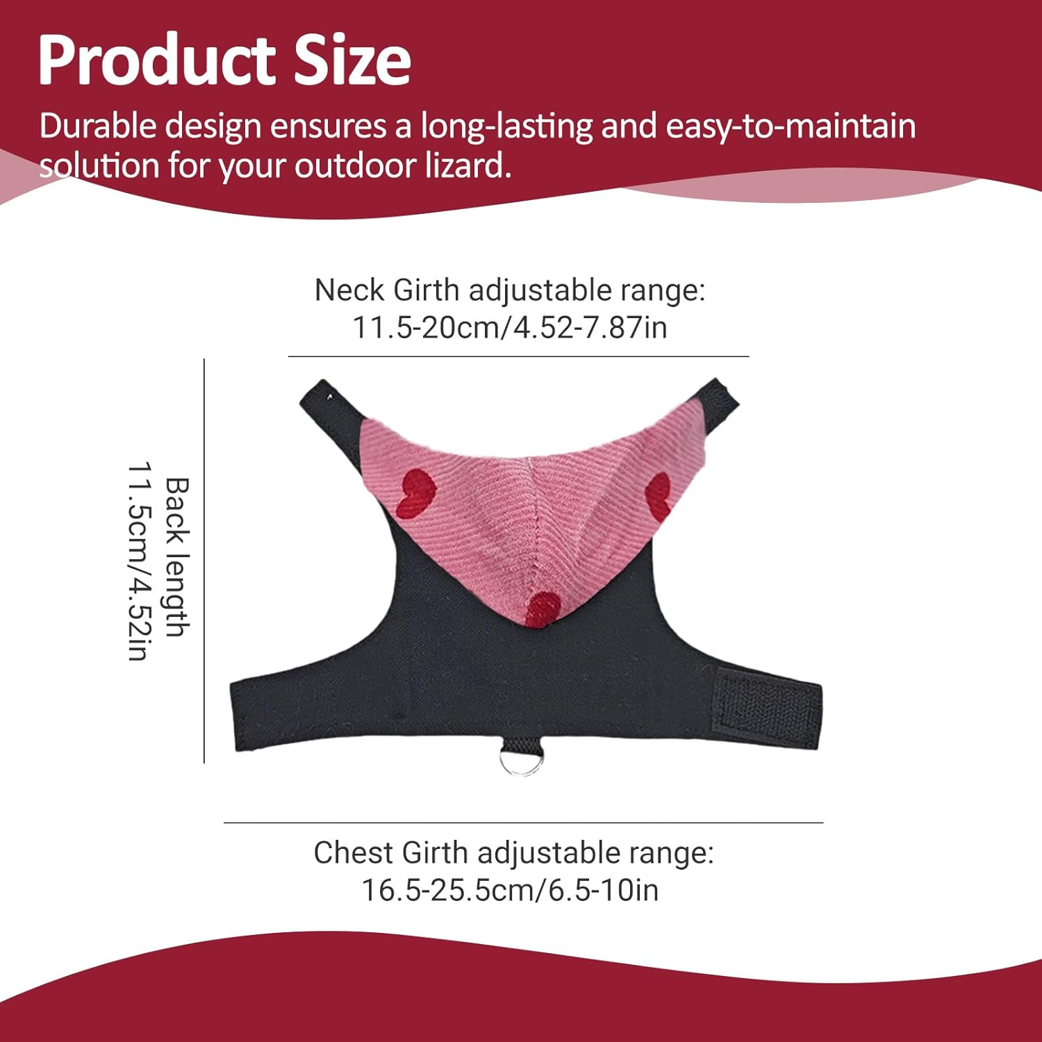 Thumbnail 1 de Red hat bearded dragon lizard hoodie leash suit with chest harness (outdoor walking)