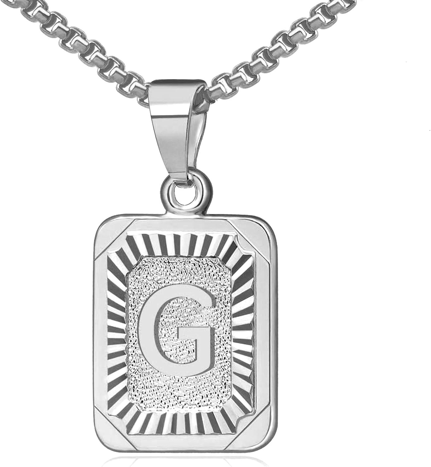 Thumbnail 5 de OIDEA Buchstabenkette A–Z aus Edelstahl mit rechteckigem Anhänger – Silber/Gold, Unisex