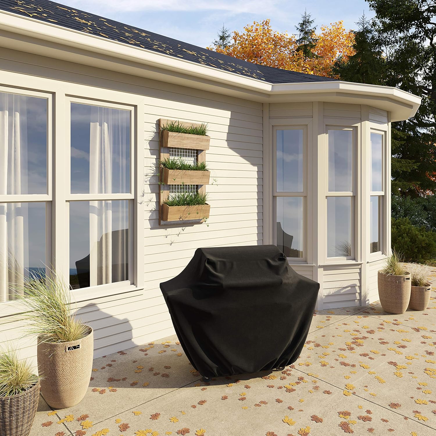 Detalle de Amazon Basics Gasgrill-Abdeckhülle, 152 x 71 x 117 cm, wasserabweisend, Schwarz