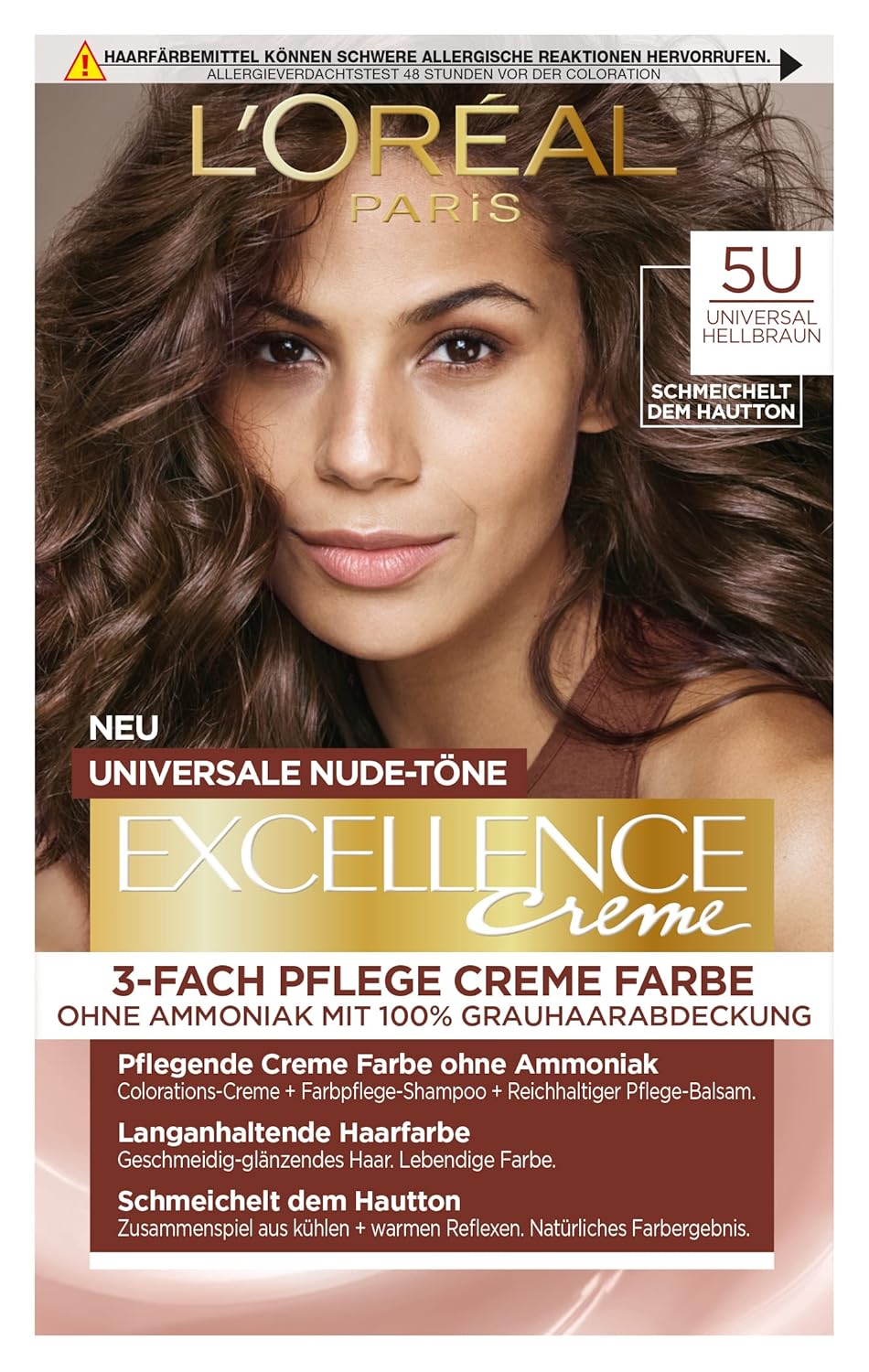Detalle de L’Oréal Paris Excellence Creme Nr. 5U Hellbraun – Permanente Haarfarbe ohne Ammoniak
