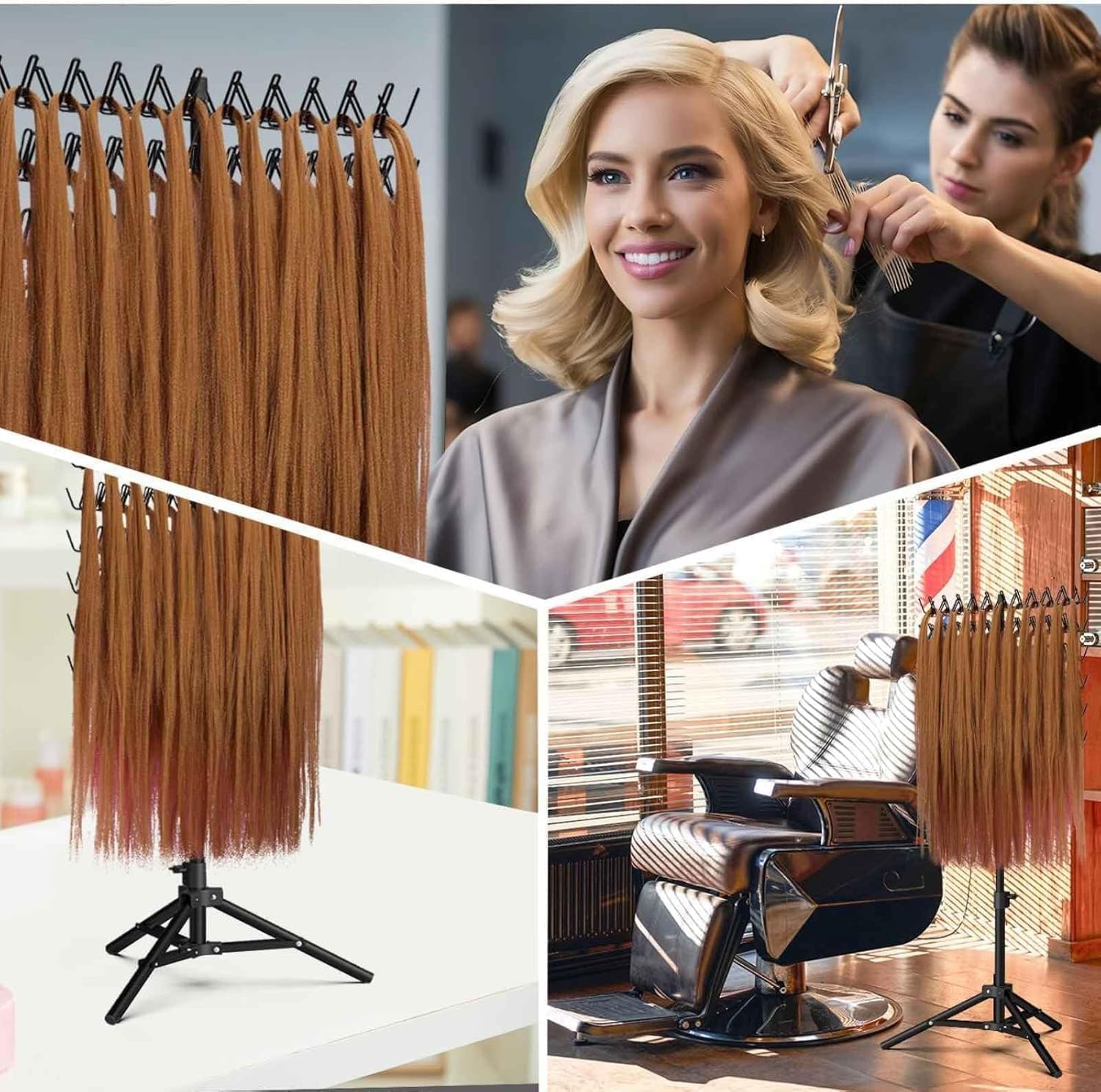 Detalle de HoldOneLight Verstellbarer Haarständer – Flechtfrisuren & Perückenständer mit 144 Stiften
