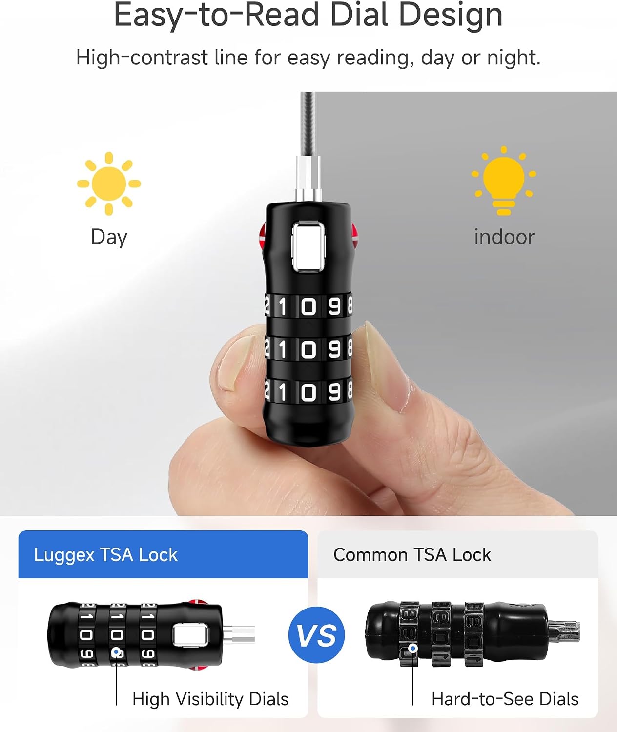 Thumbnail 1 de LUGGEX TSA Approved Suitcase Locks (2 Pack) – Durable, Gift-Ready Luggage Locks in Black-Silver