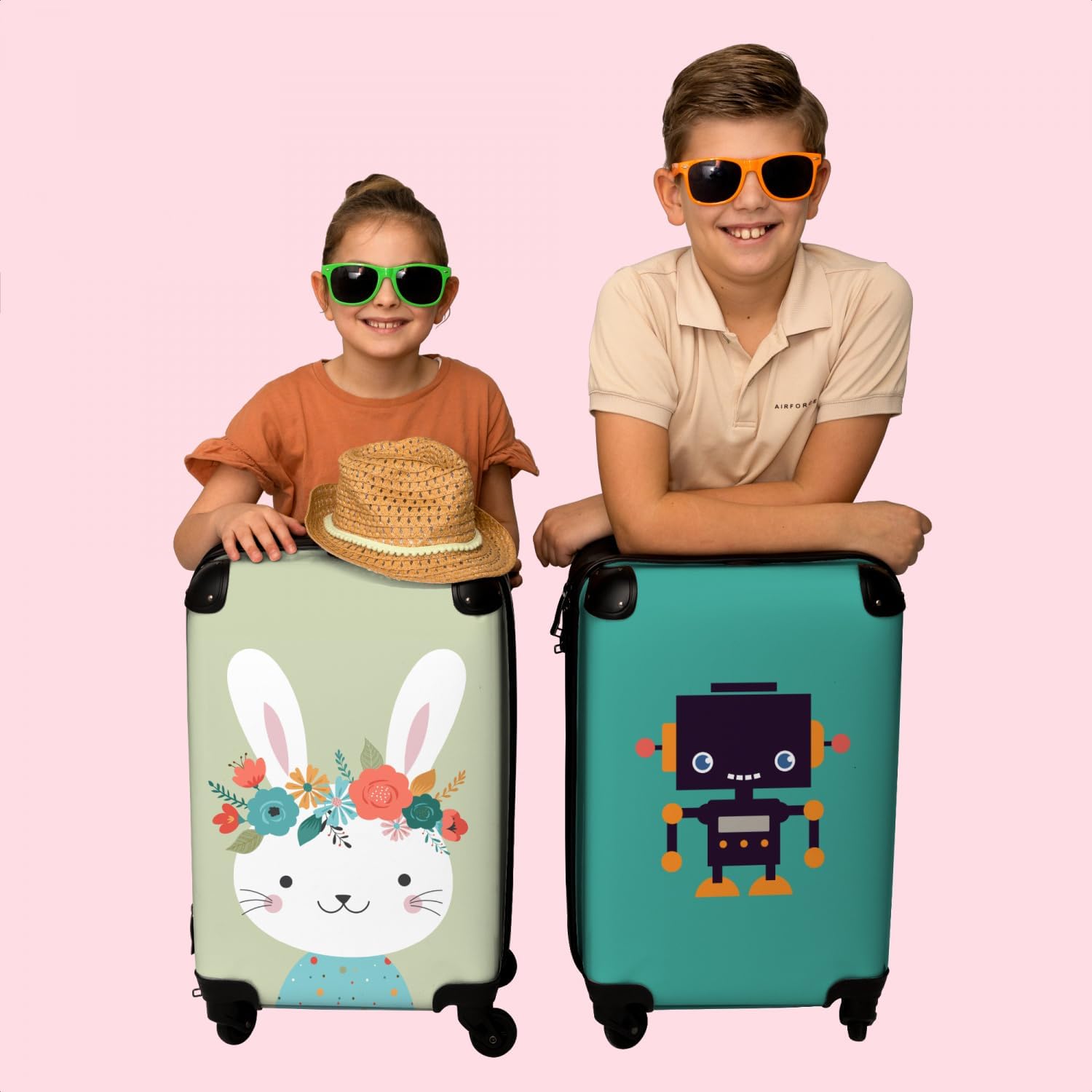 Thumbnail 6 de Valigia Bambini 55x40x20 cm Illustrazione Coniglio Verde di NoBoringSuitcases.com