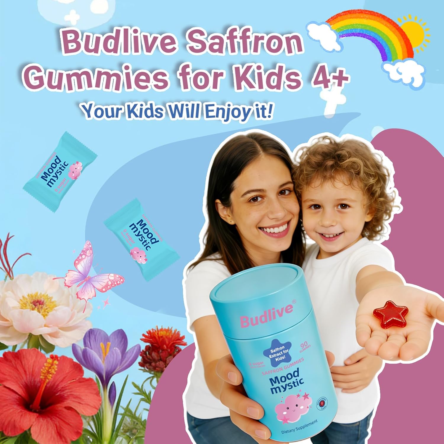 Detalle 2 de Budlive Kids Saffron Gummies, Sugar-Free