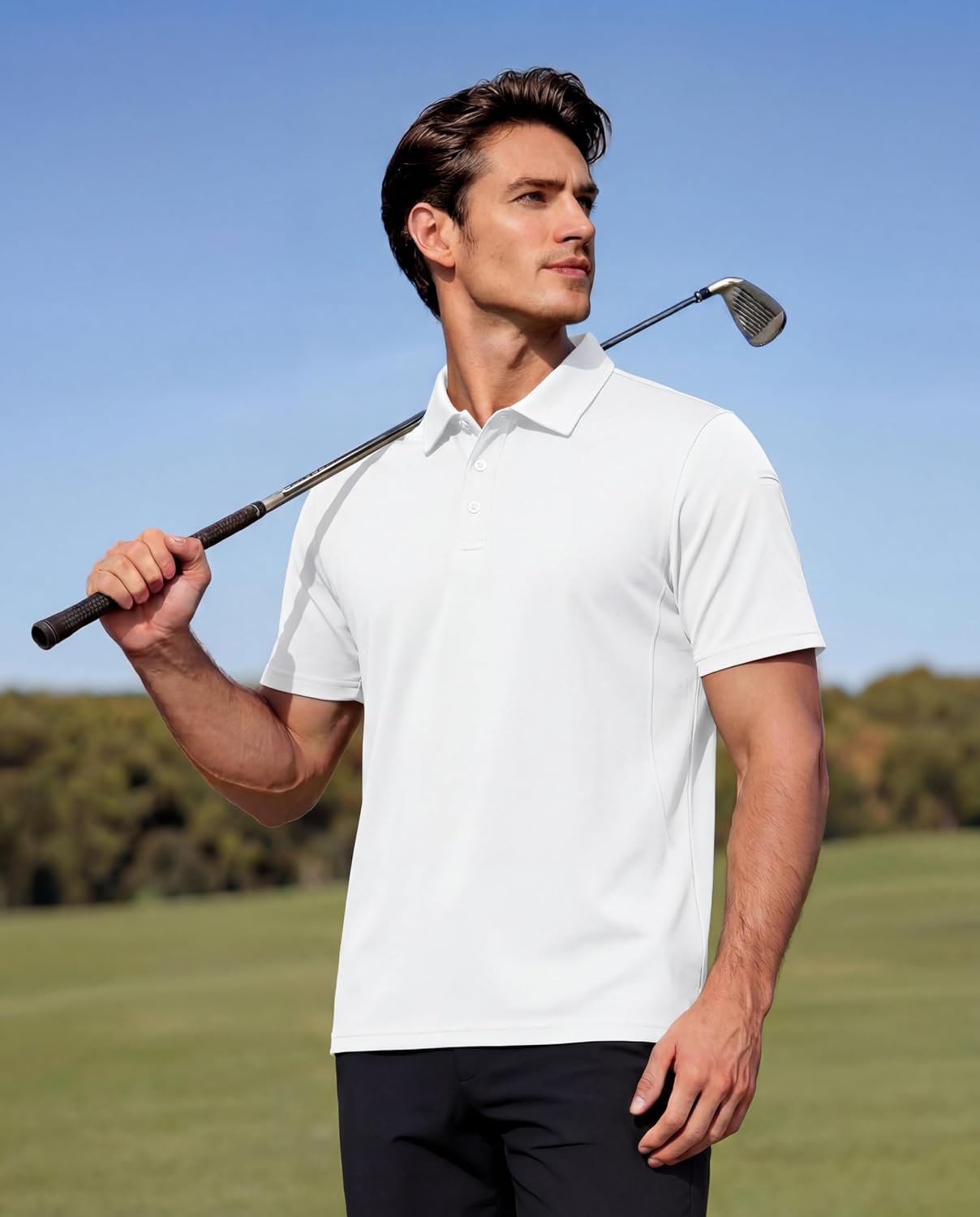 Detalle de MAGCOMSEN Men's Breathable Quick Dry Golf Polo Shirt – Lightweight Summer Short Sleeves