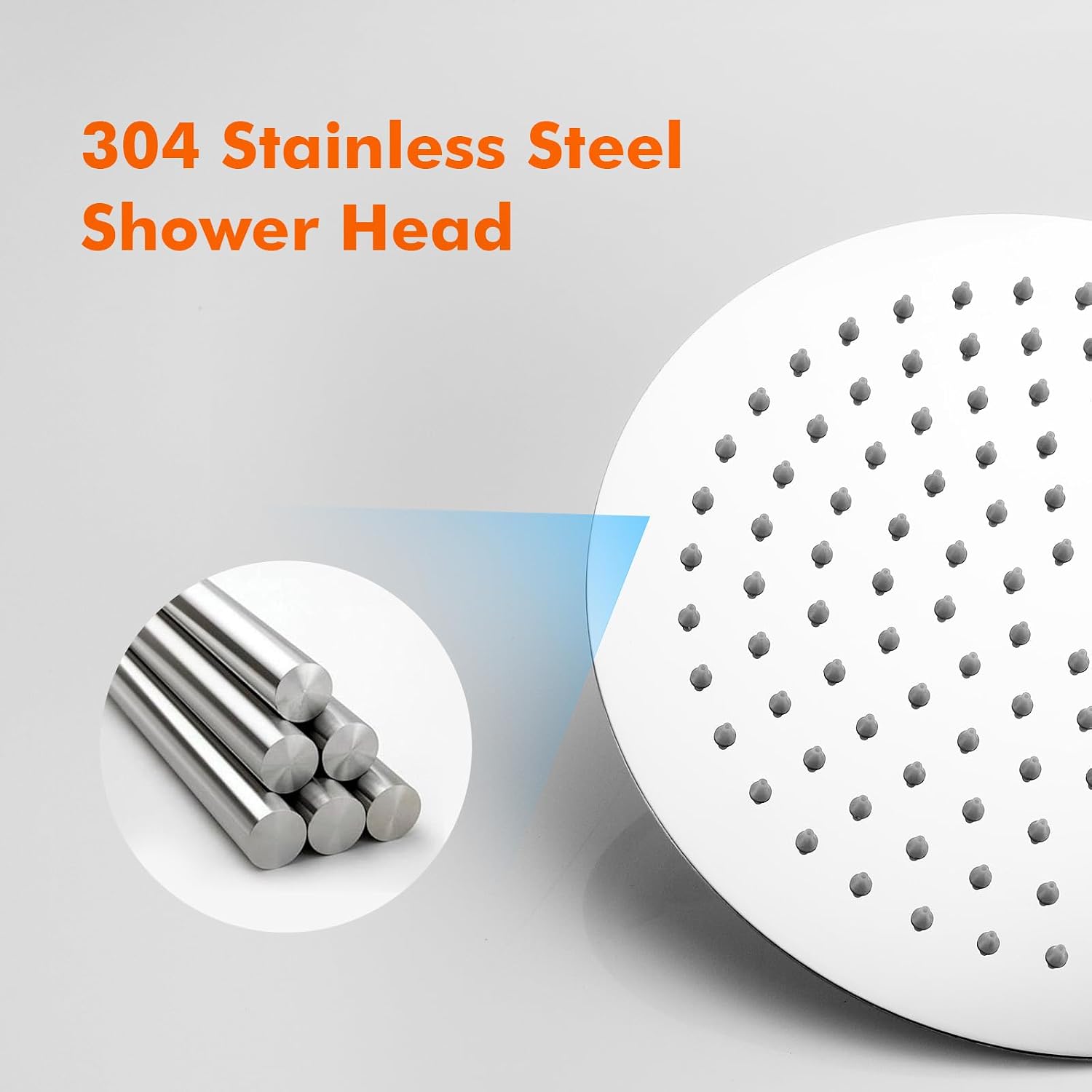 Detalle de Ibergrif M20293 Rain Shower Head – 8 Inch Round Fixed Chrome Showerhead