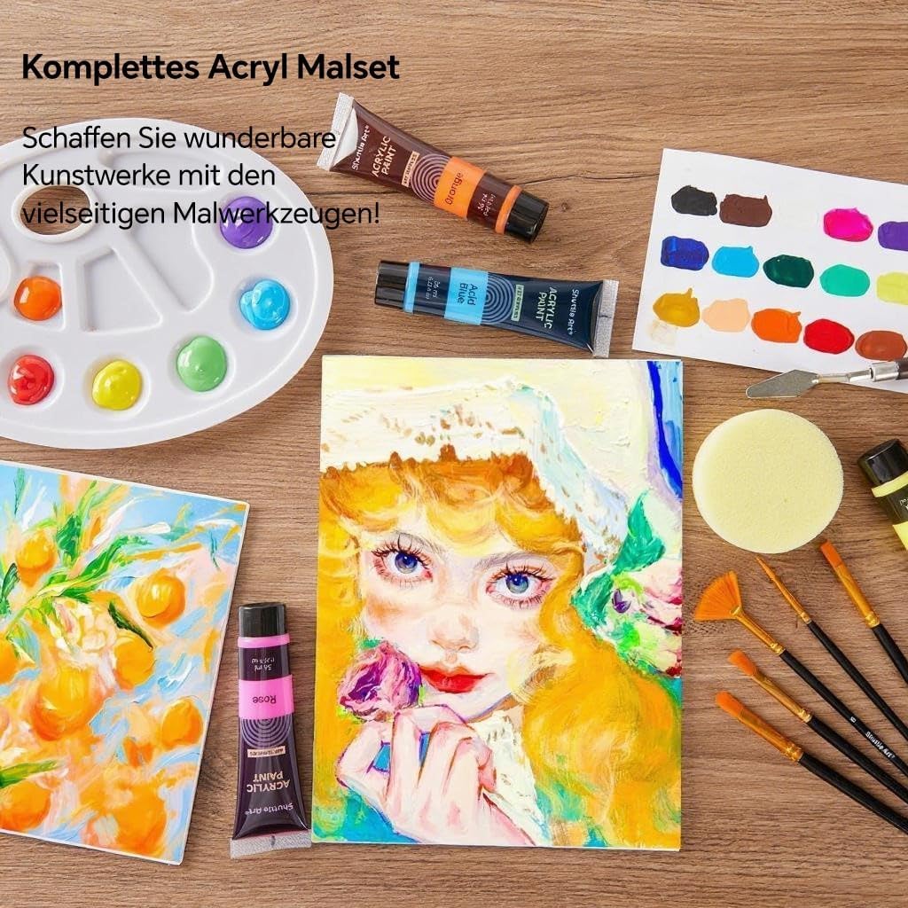 Thumbnail 4 de Shuttle Art 48-teiliges Acrylfarben-Set mit 30 Tuben (je 36 ml) und Pinselset