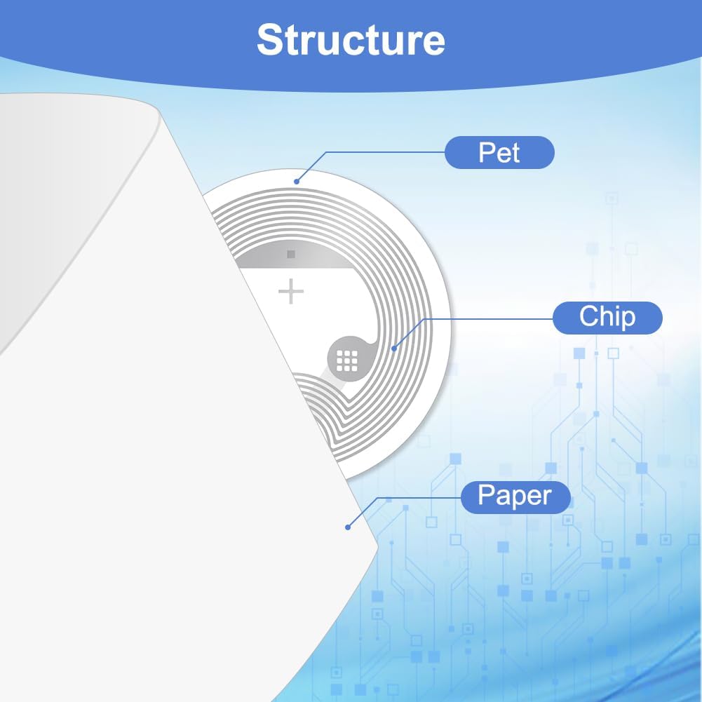 Detalle de OFFCUP NTAG213 NFC-stickers, rond, 25 mm, 144 byte, zelfklevend, 50 stuks