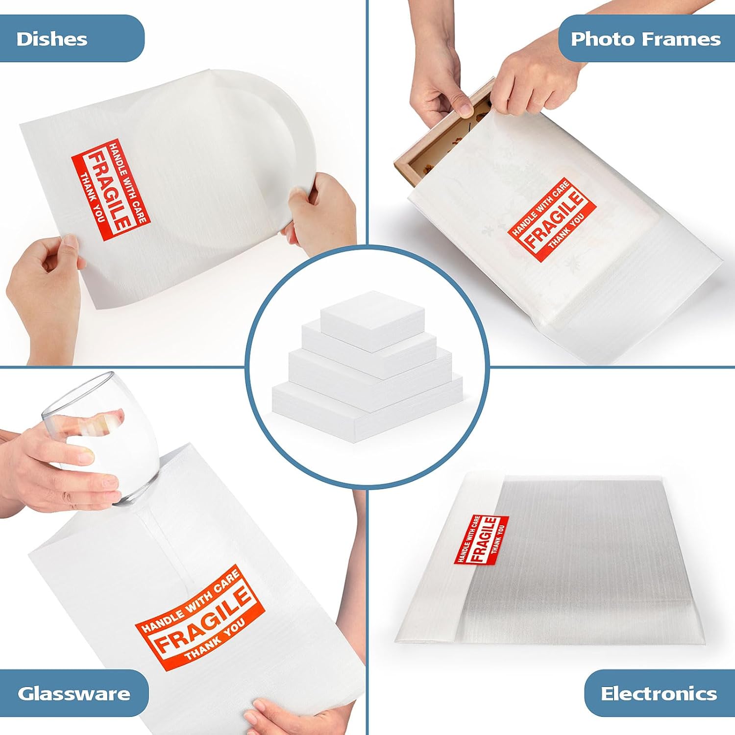 Detalle 2 de UEIVEDOS 540-Piece Dish Packing Supplies with Foam Pouches, Sheets and Stickers