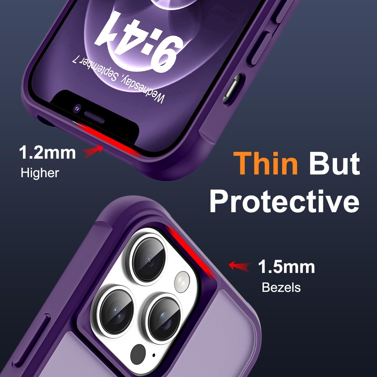Detalle de SKYLMW Magnetic O-Ring Kickstand Case for iPhone 12 Pro Max / 13 Pro Max (6.7") - Purple