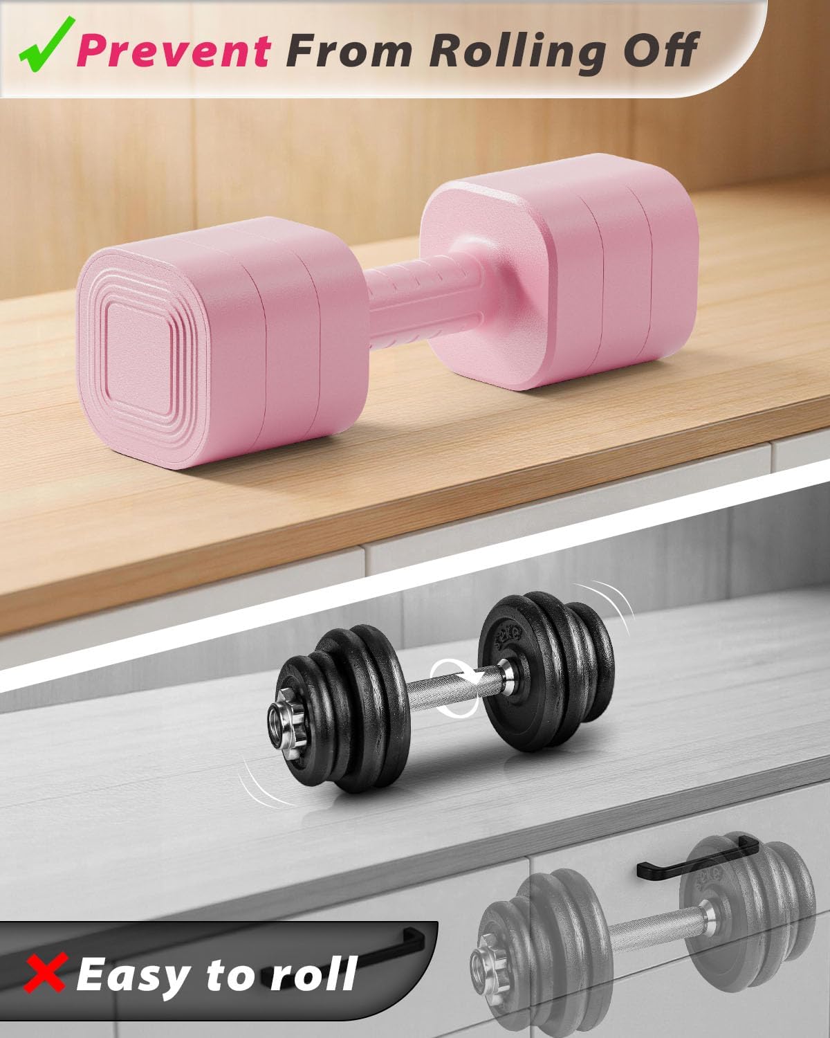 Detalle de Ragebby Adjustable Dumbbell Set (2) for Home Workouts: 3-In-1, Anti-Slip, Lightweight to Mid-Weight Range
