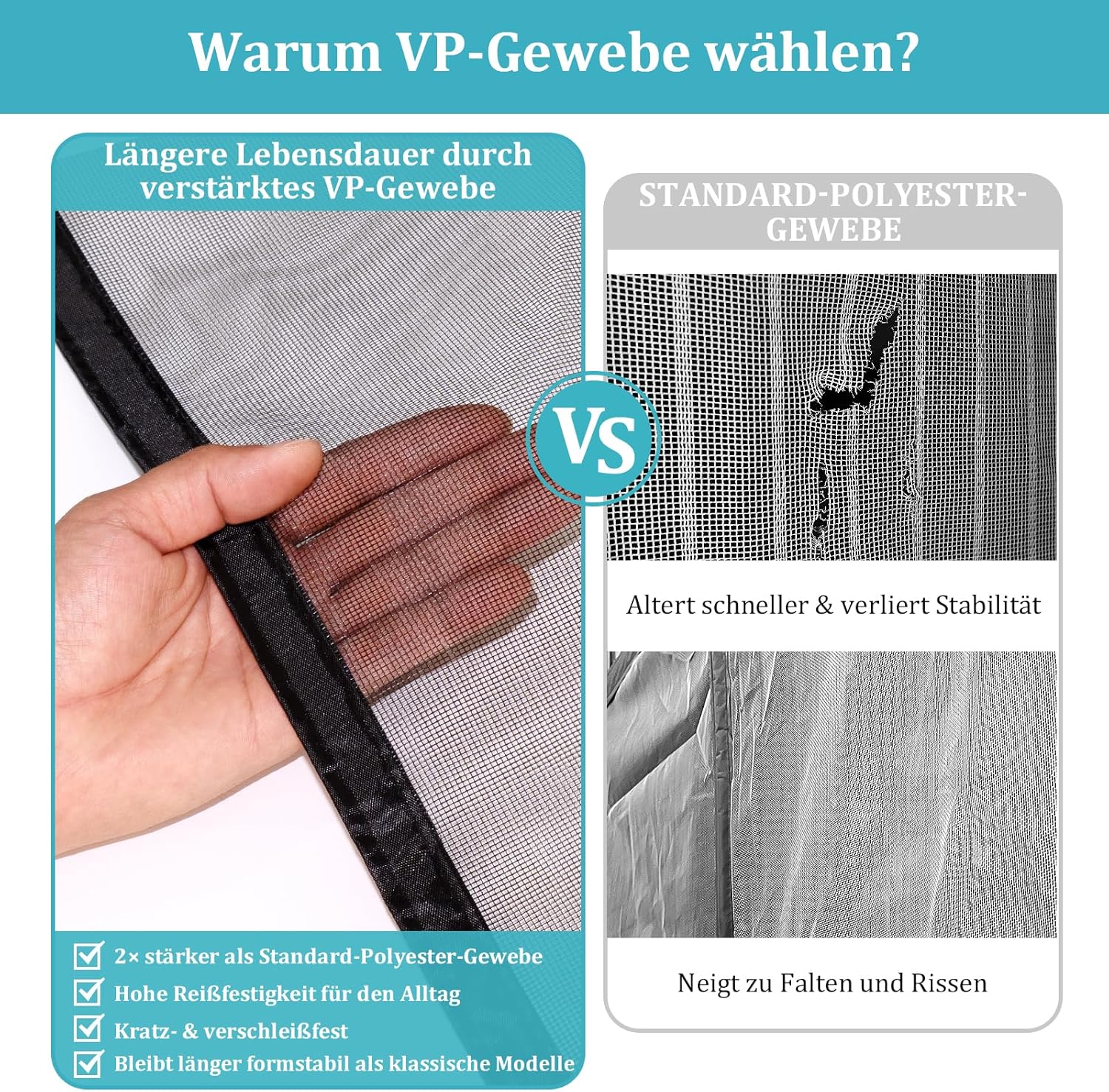 Thumbnail 5 de Apalus VP Fliegengitter Tür mit Magnet & Klettband, Balkontür 95×200 cm