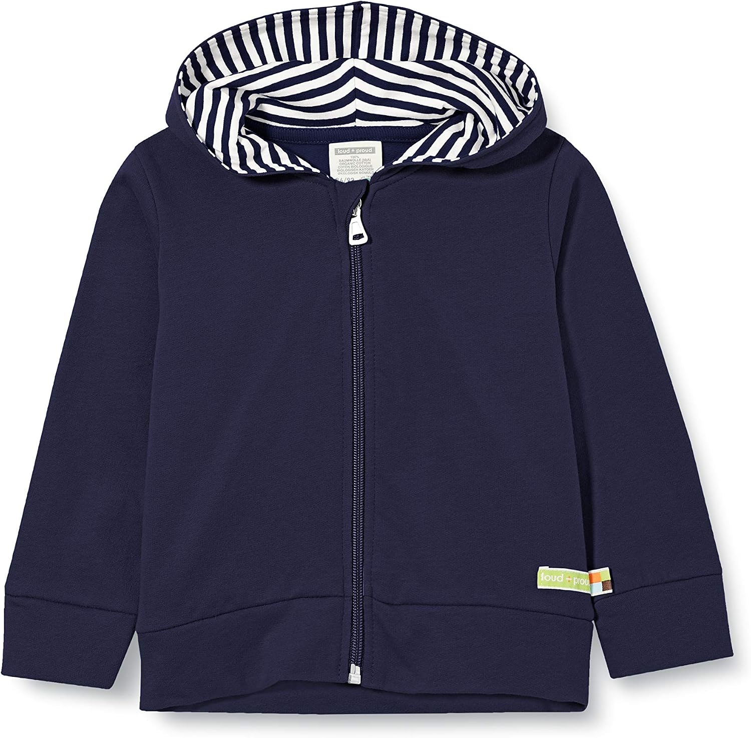 Detalle de Loud + Proud Unisex Kinder Kapuzenjacke – GOTS-zertifiziert, 100% Bio-Baumwolle