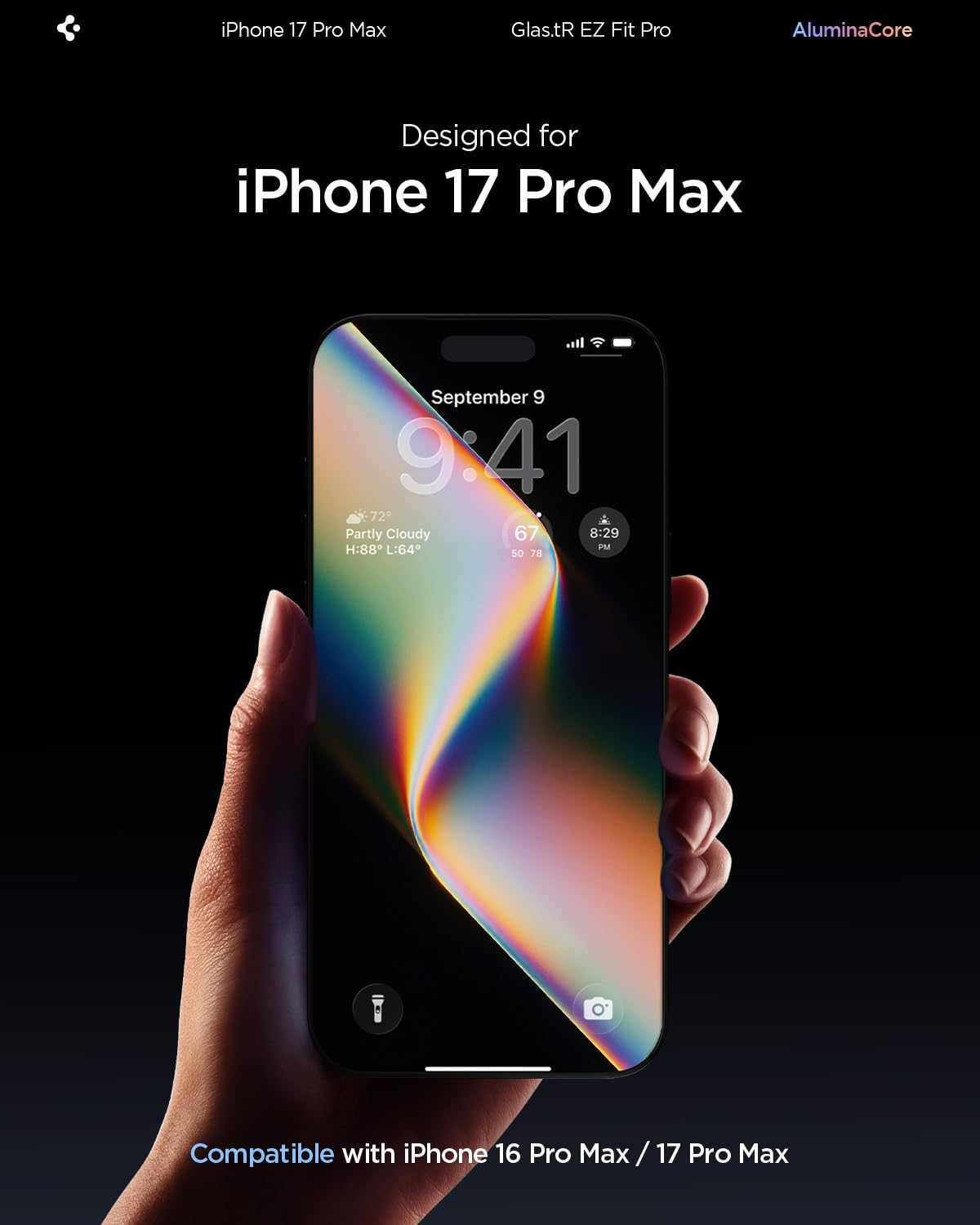 Thumbnail 1 de Spigen Glas.tR EZ Fit Pro : verre trempé pour iPhone 17 Pro Max / 16 Pro Max (2 pièces) – pose facile