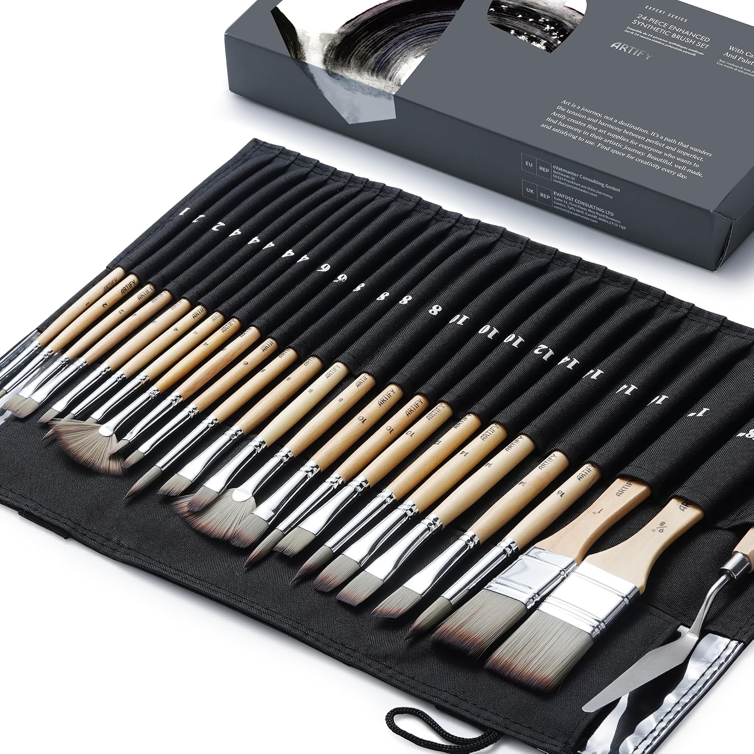 Detalle de ARTIFY Art Supplies 25 pcs Acrylic Paint Brush Set with Foldable Brush Holder