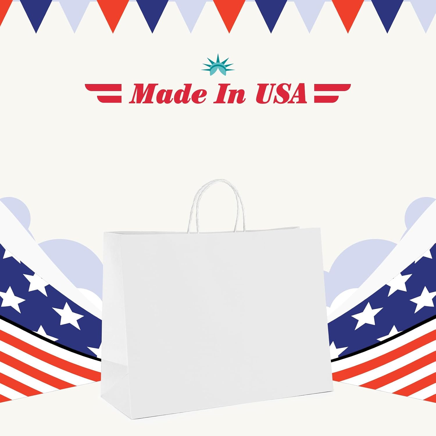 Thumbnail 6 de GSSUSA Large White Paper Bags 16x6x12" (200 Pcs) with Handles — Recycled Kraft Gift Bags for Business & Events