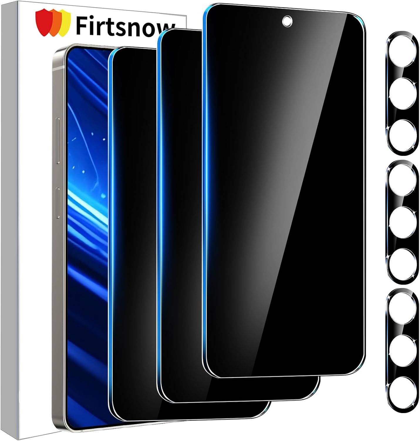 Detalle de firtstnow Galaxy S26 FE Privacy Screen Protector Set, 25° Privacy, 9H+ Glass