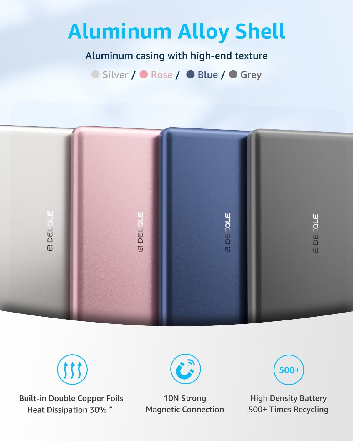 Thumbnail 6 de decqle Air magnetische powerbank 5000 mAh, 8,7 mm dun en draadloos