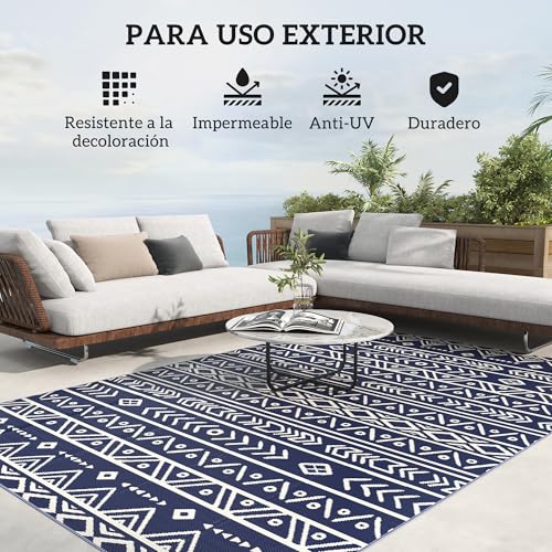 Detalle 2 de Outsunny Alfombra de Exterior 182x274 cm – Alfombra Reversible, Impermeable y con Bolsa de Transporte