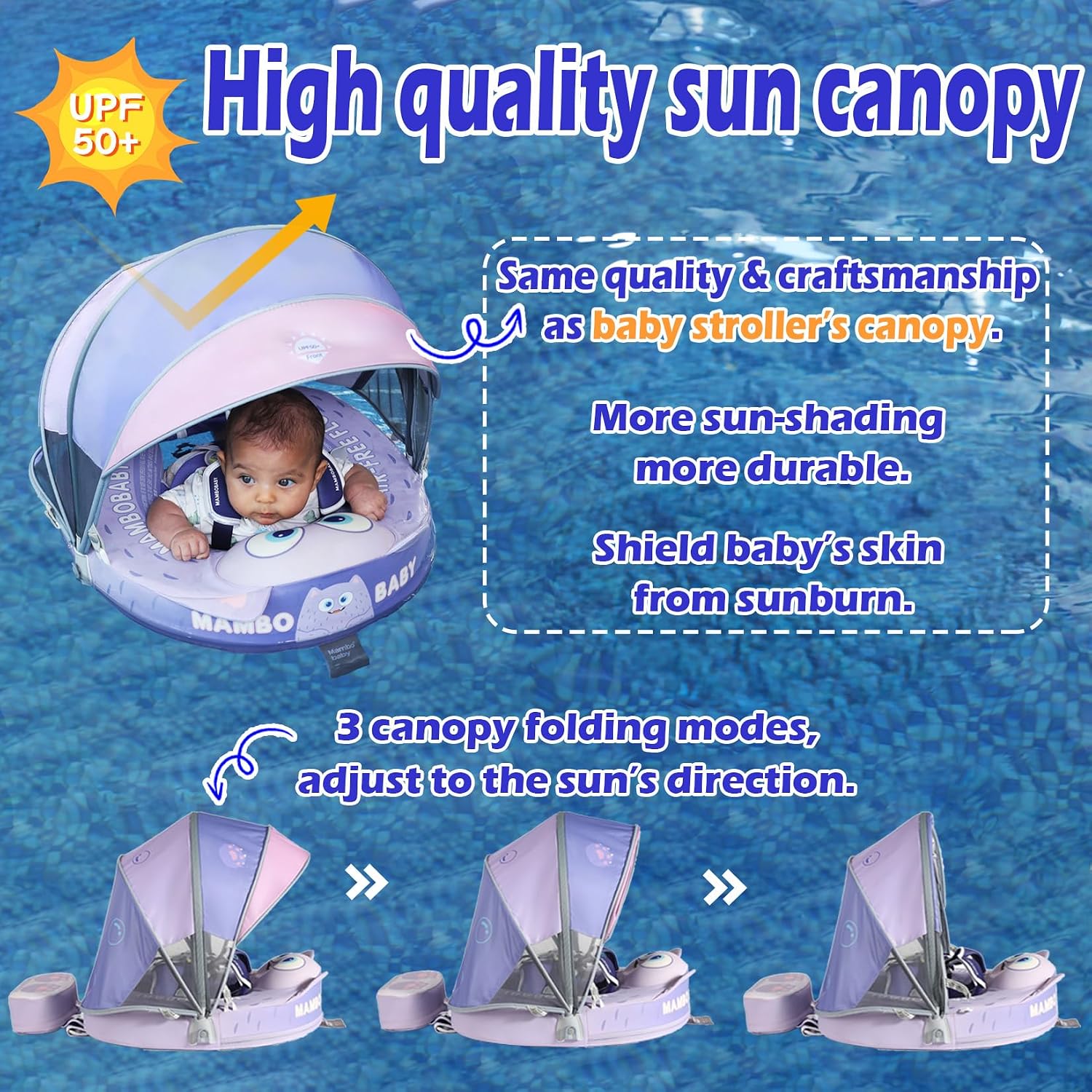 Thumbnail 5 de Mambobaby Float with Canopy: Size-Improved Non-Inflatable Infant Swim Trainer