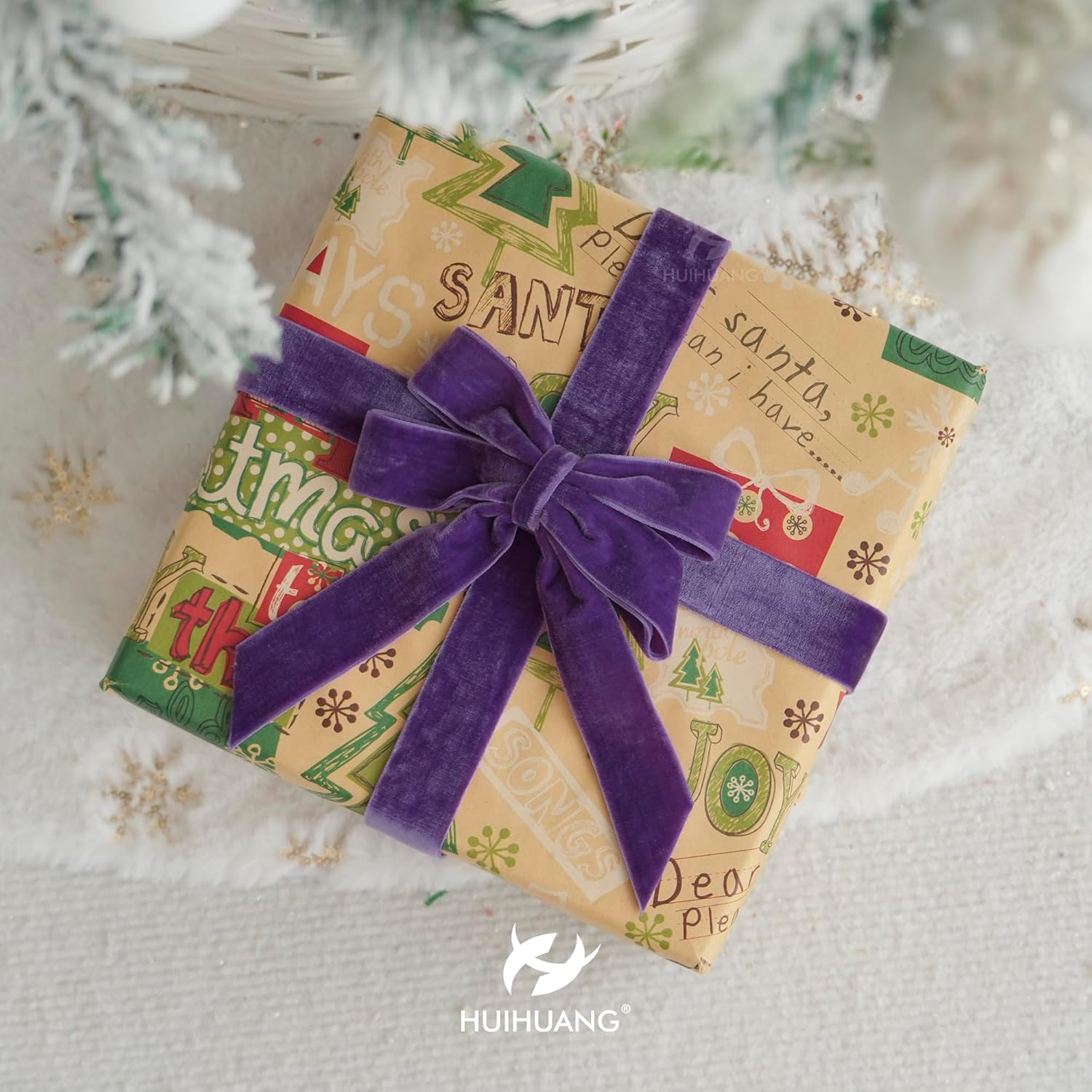 Thumbnail 2 de HUIHUANG Purple Velvet Ribbon 1 inch, 10 yards 🎀