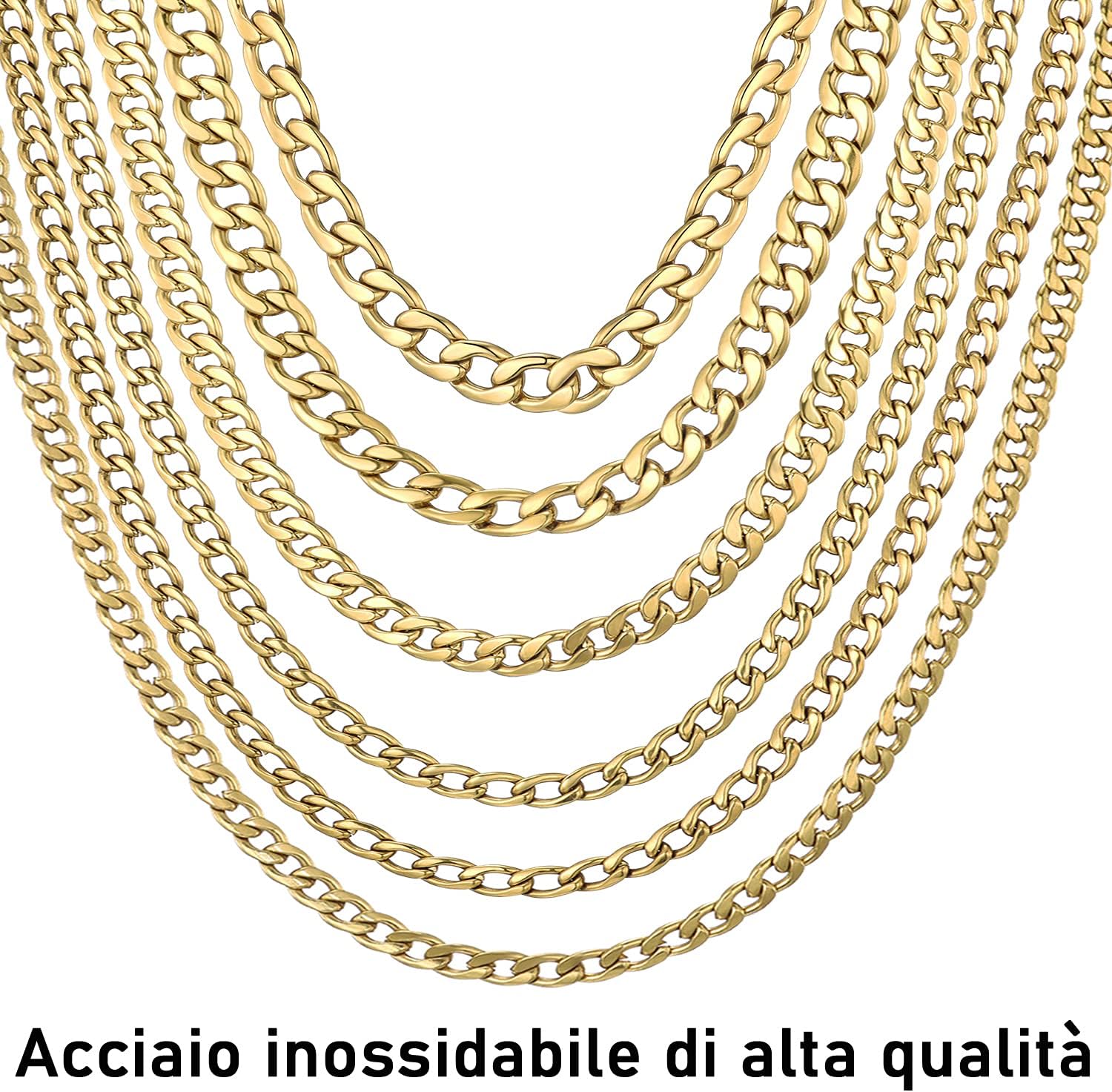 Detalle 2 de DonDon Collana Uomo Acciaio Inox 316L oro 50 cm