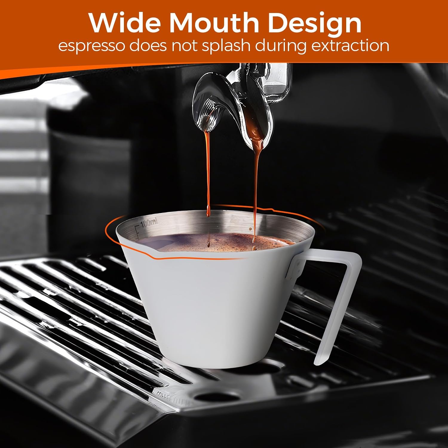 Thumbnail 3 de YARRAMATE SEC-White Espresso Cup, 100 ml Stainless Steel with Dual Scales