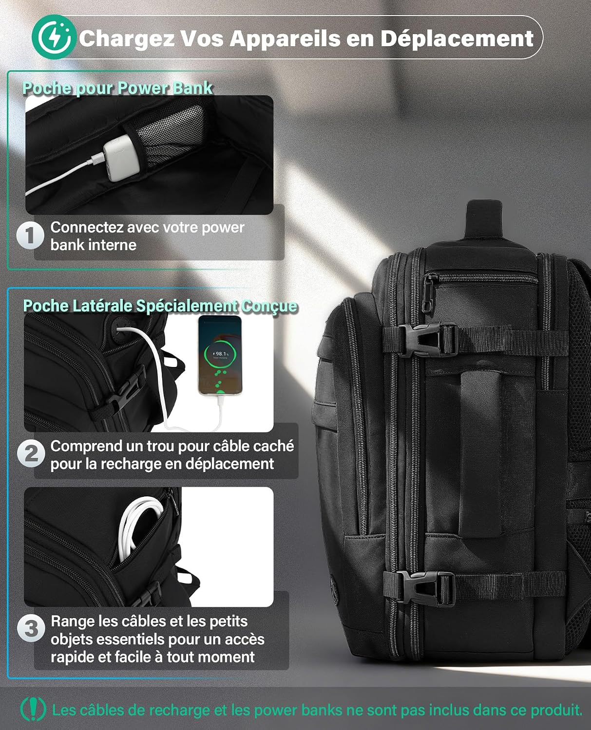 Thumbnail 6 de VANKEV Sac à Dos Voyage Cabine — extensible et approuvé pour Ryanair, EasyJet et Eurowings