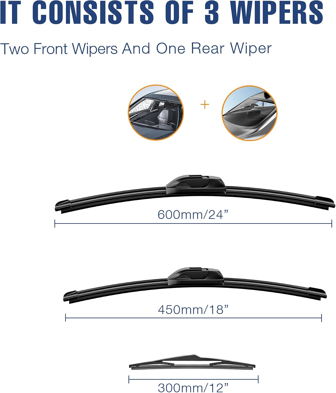 Detalle de ICEXSNOW 24", 18" and 12" Windshield Wiper Blades for Kia Sportage