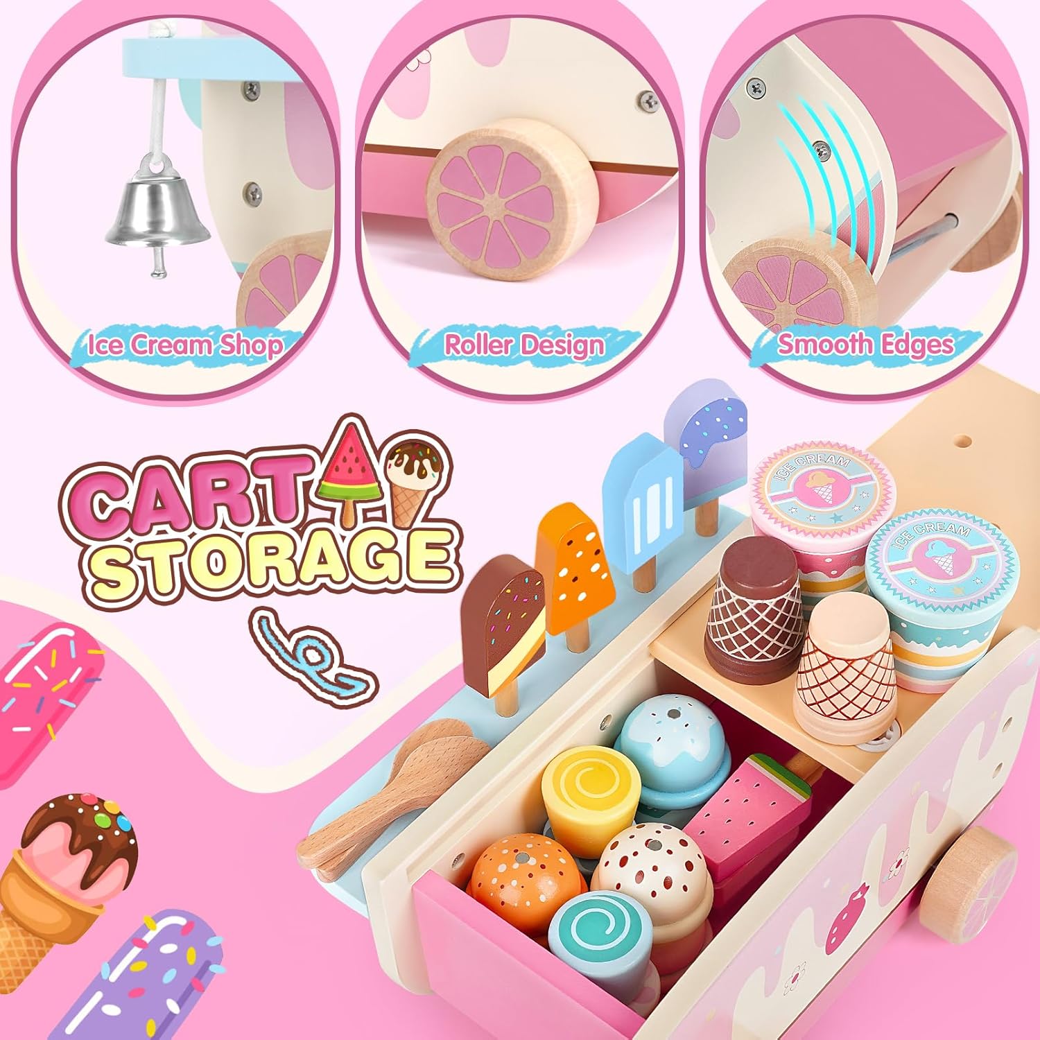 Detalle 1 de Dreamon Wooden Ice Cream Set 48 pcs 🍨