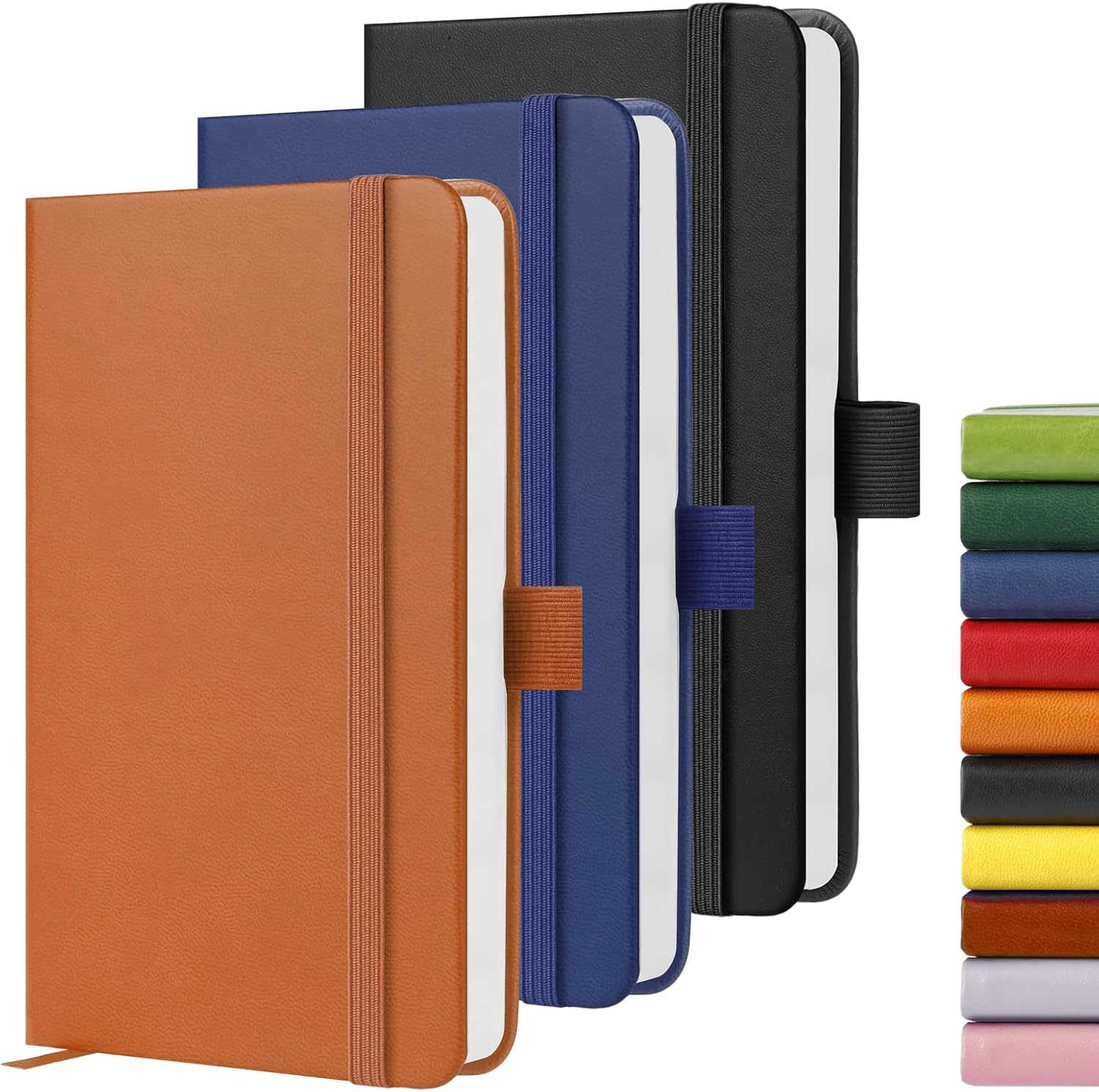 Detalle de 3 Pack A6 Pocket Notebook: Leather-Hardcover Journals with 160 Lined Pages (Black, Blue, Brown) – Ideal for Daily Writing