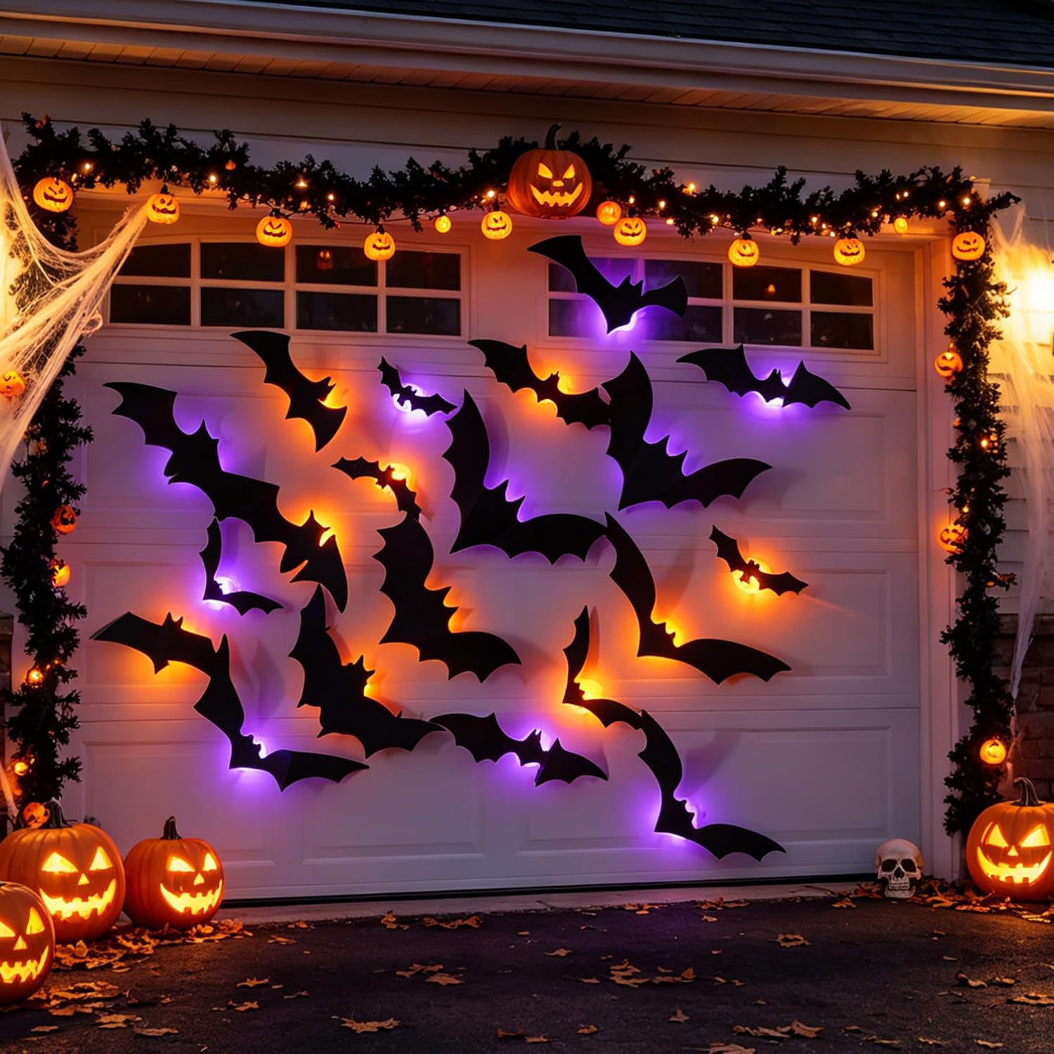 Detalle de TW SHINE 3D Halloween Bat Wall Stickers with Purple and Orange LED Lights