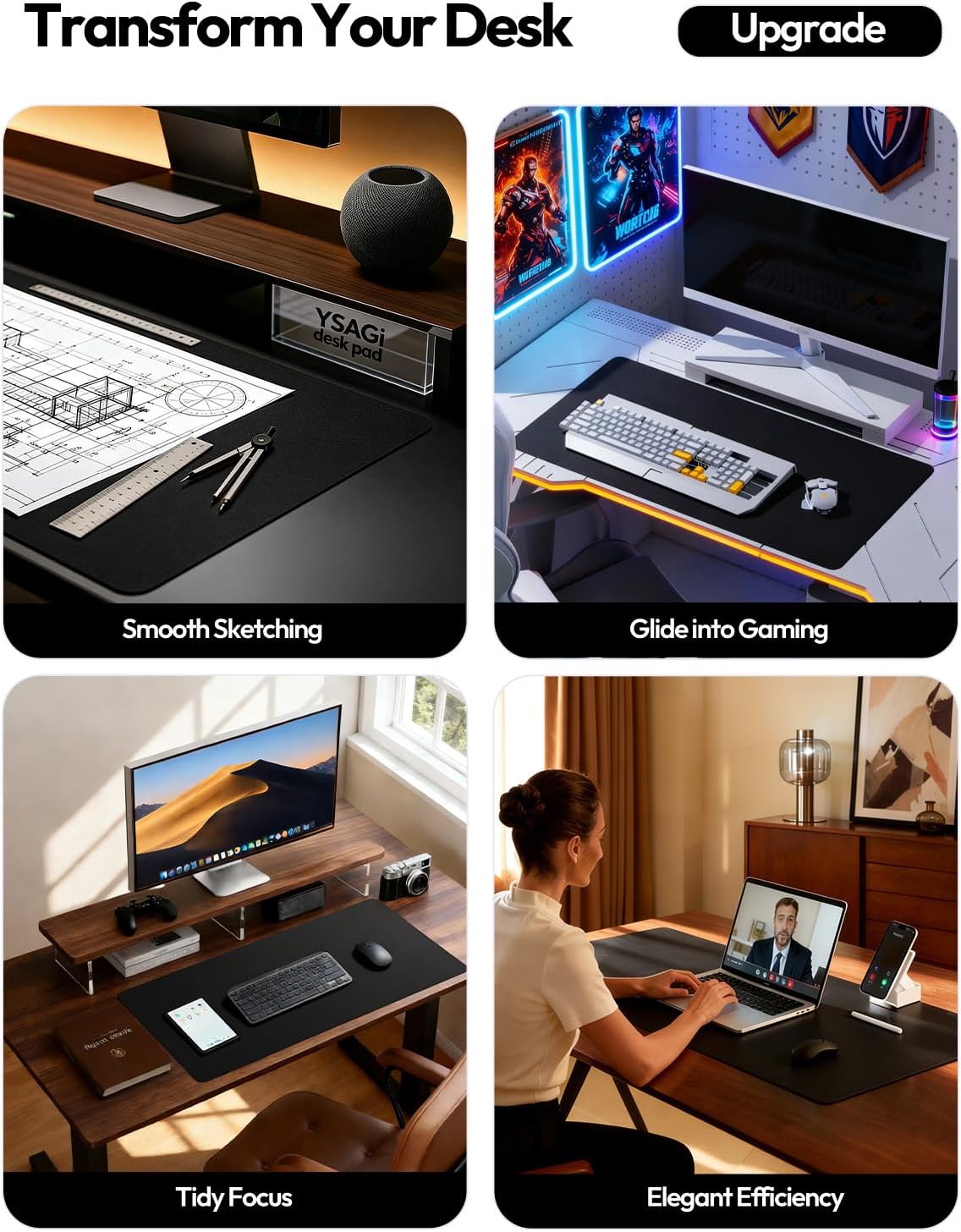 Thumbnail 1 de YSAGi Leather Desk Pad Protector 23.6" × 13.8" 🖥️