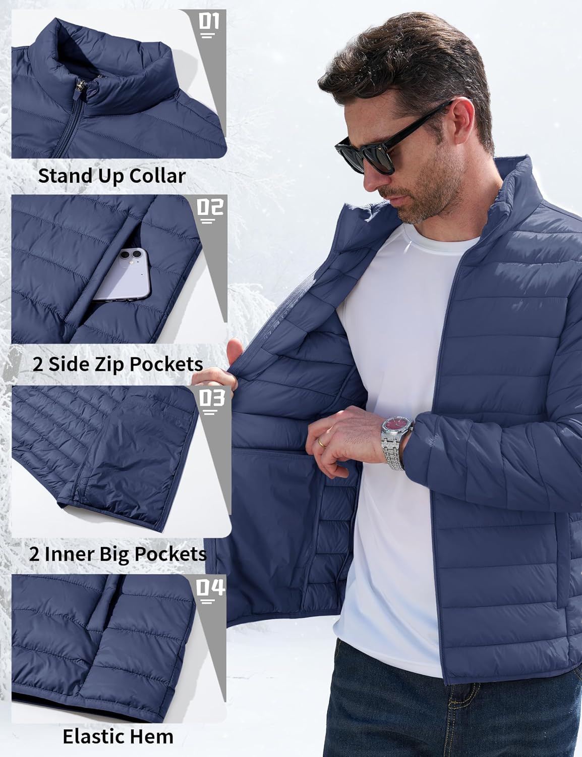 Thumbnail 5 de MAGCOMSEN Men's Lightweight Insulated Puffer Jacket, Waterproof and Windproof