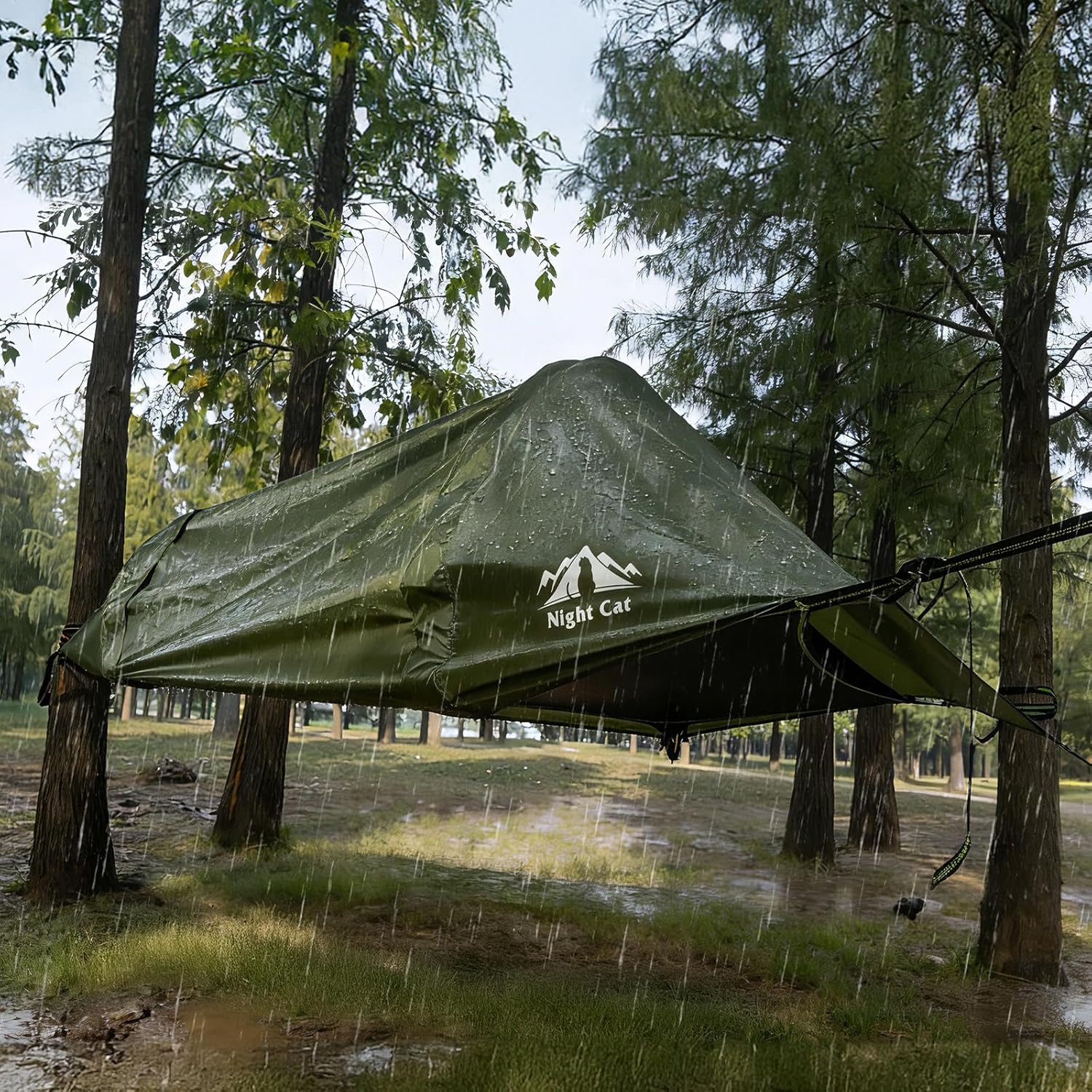 Detalle de Night Cat Tenda Amaca con Zanzariera: tenda amaca triangolare impermeabile per 1 posto