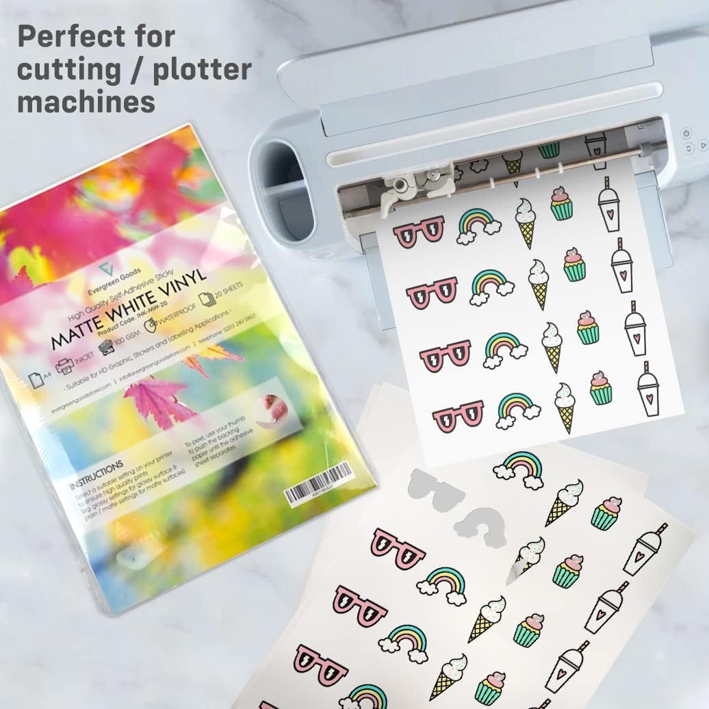Thumbnail 3 de Evergreen Goods Matte White Vinyl Sticker Label – 100 A4 Sheets
