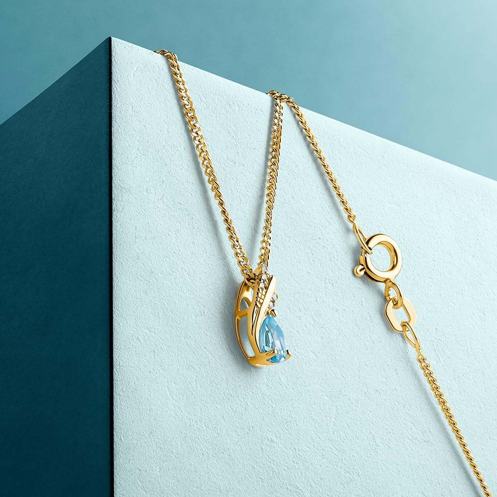 Thumbnail 2 de MIORE Collier Femme avec Pendentif Or 9K/Or Jaune et Argent Plaqué or, Topaze et Diamants