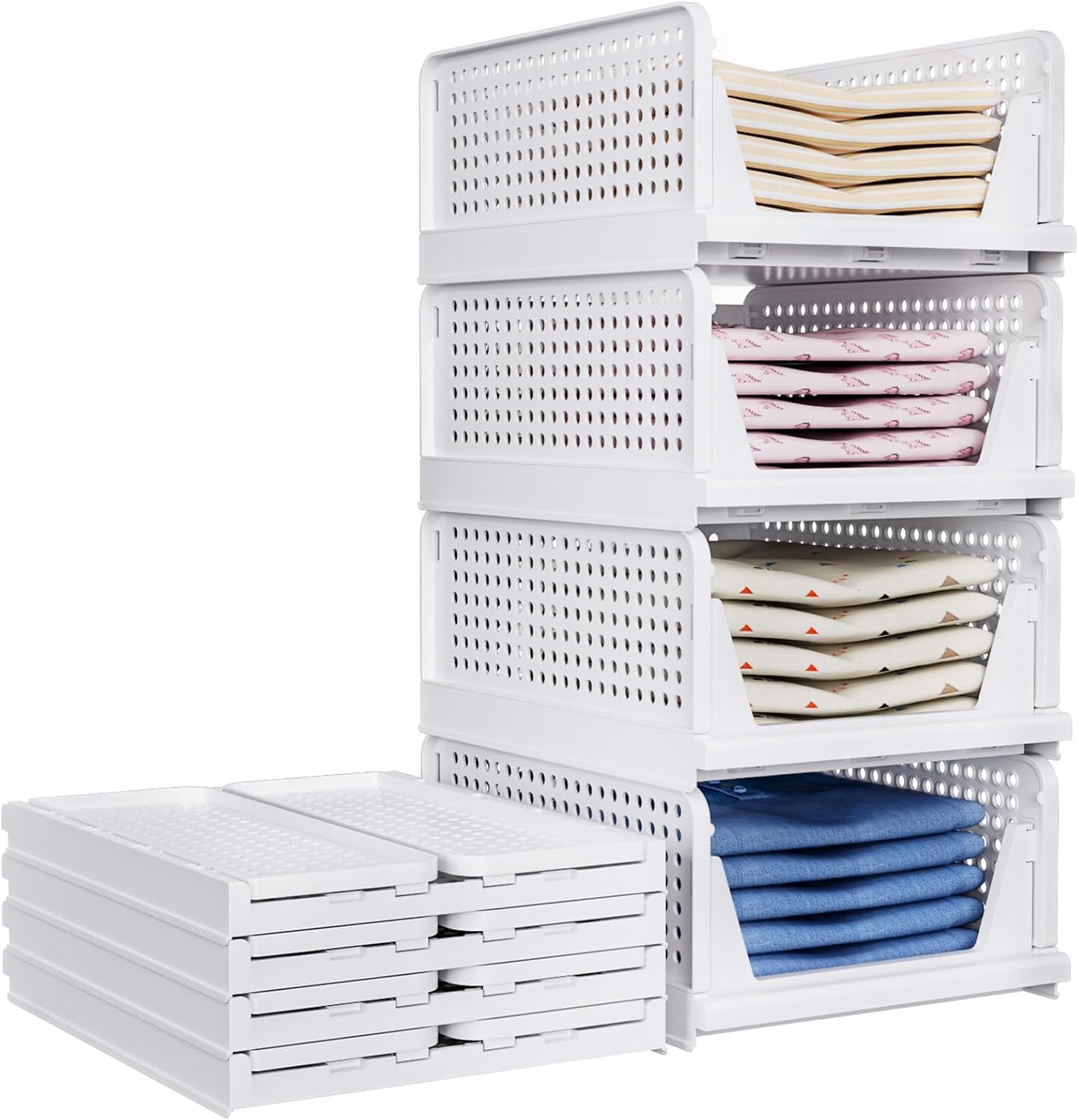 Detalle de TidyIsles Wardrobe Storage Organiser 4 Pack — box pieghevoli e impilabili per armadi e cassetti